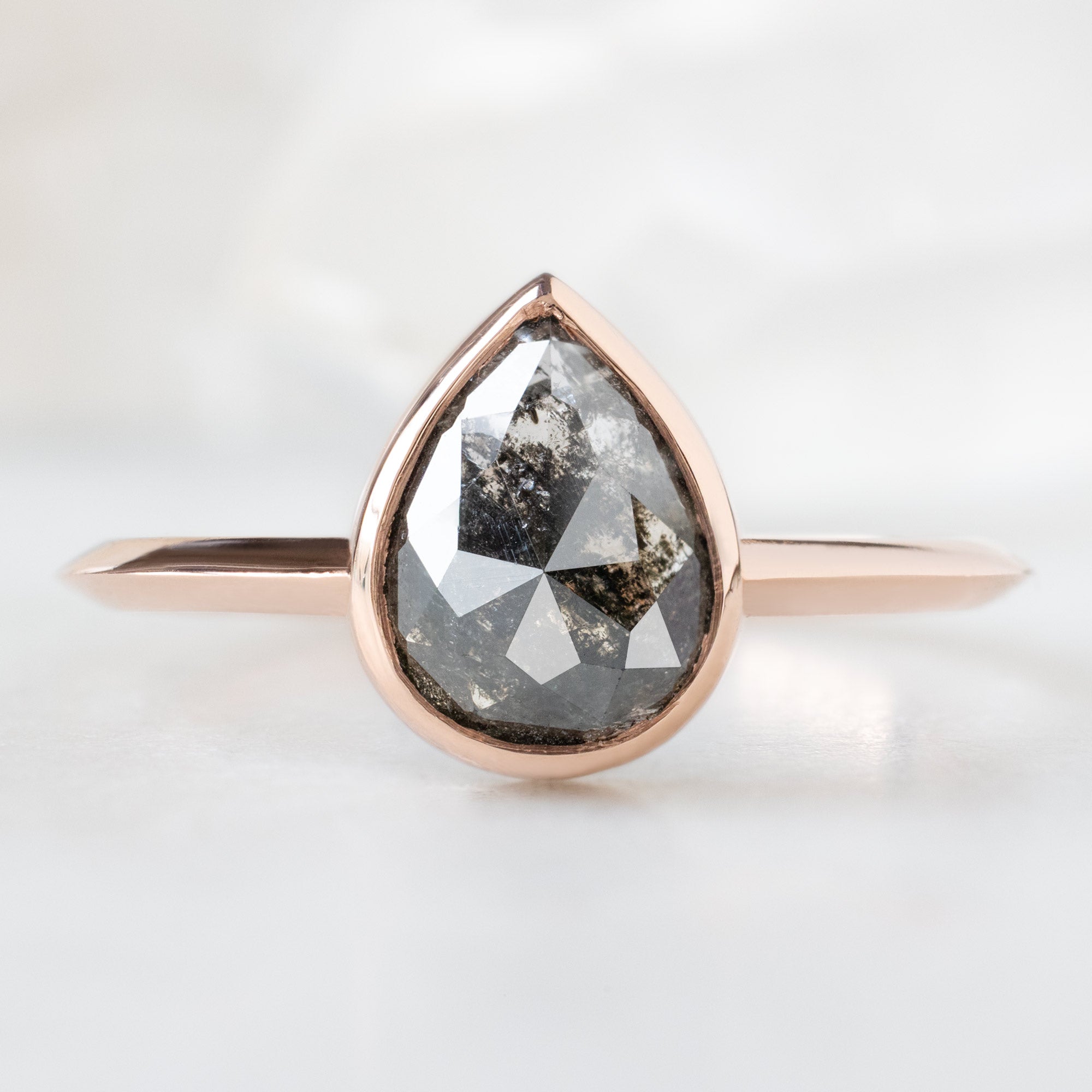 Alexis Russell Engagement Rings The Hazel Ring | with a 1.68ct Rose Cut Black Diamond in 14K Rose Gold