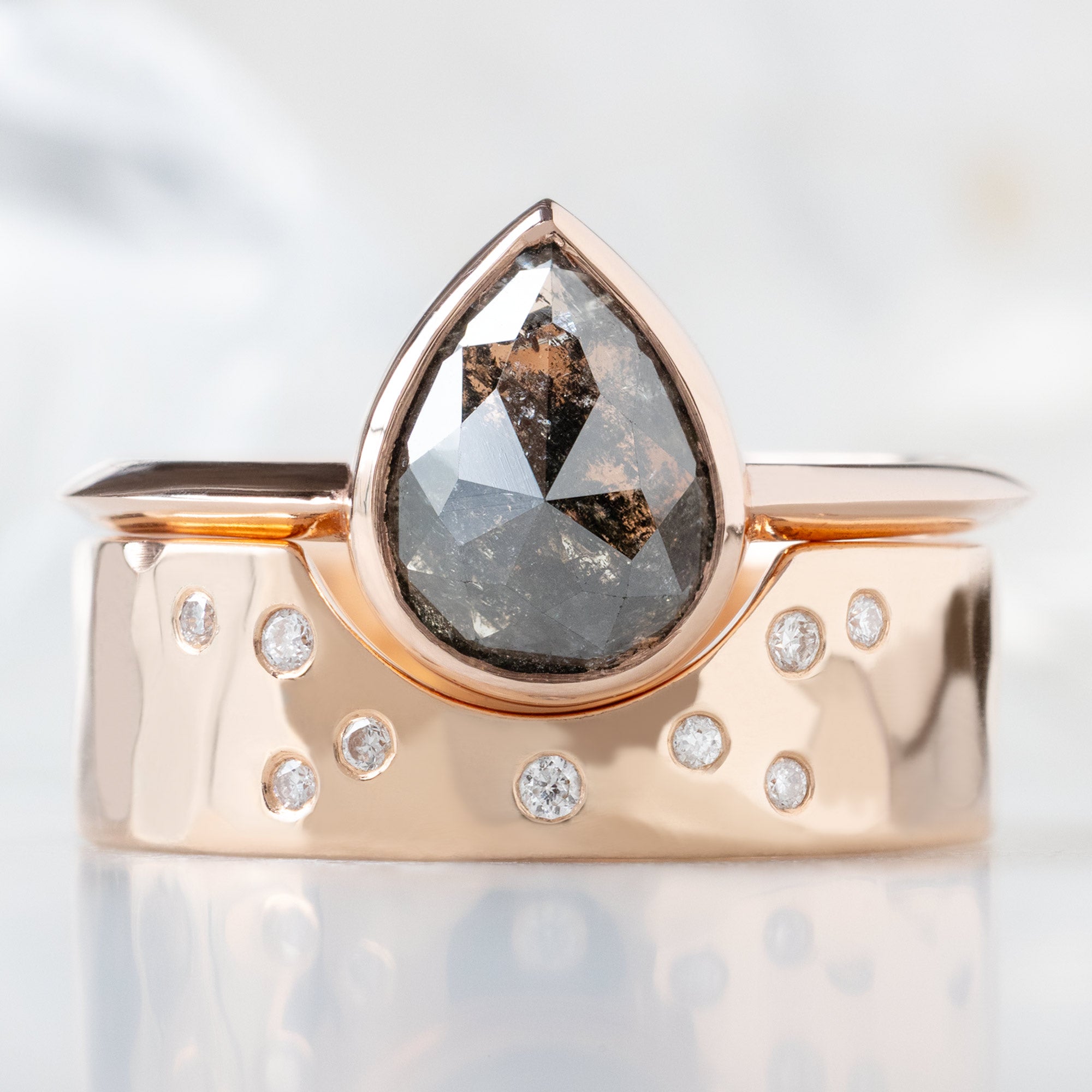 Alexis Russell Engagement Rings The Hazel Ring | with a 1.68ct Rose Cut Black Diamond in 14K Rose Gold