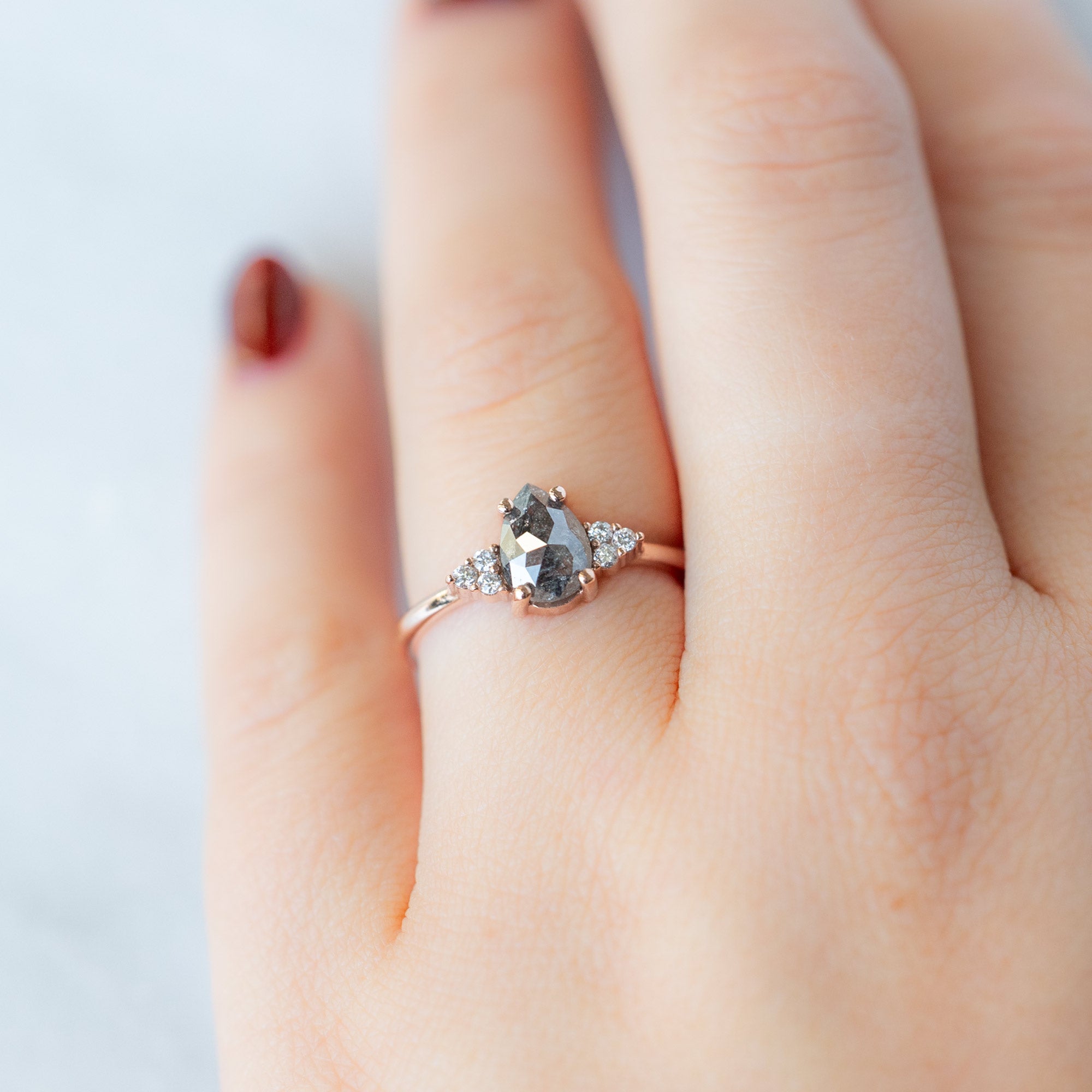 Alexis Russell Engagement Rings The Ivy Ring | 1.11ct Rose Cut Grey Diamond in 14K Rose Gold