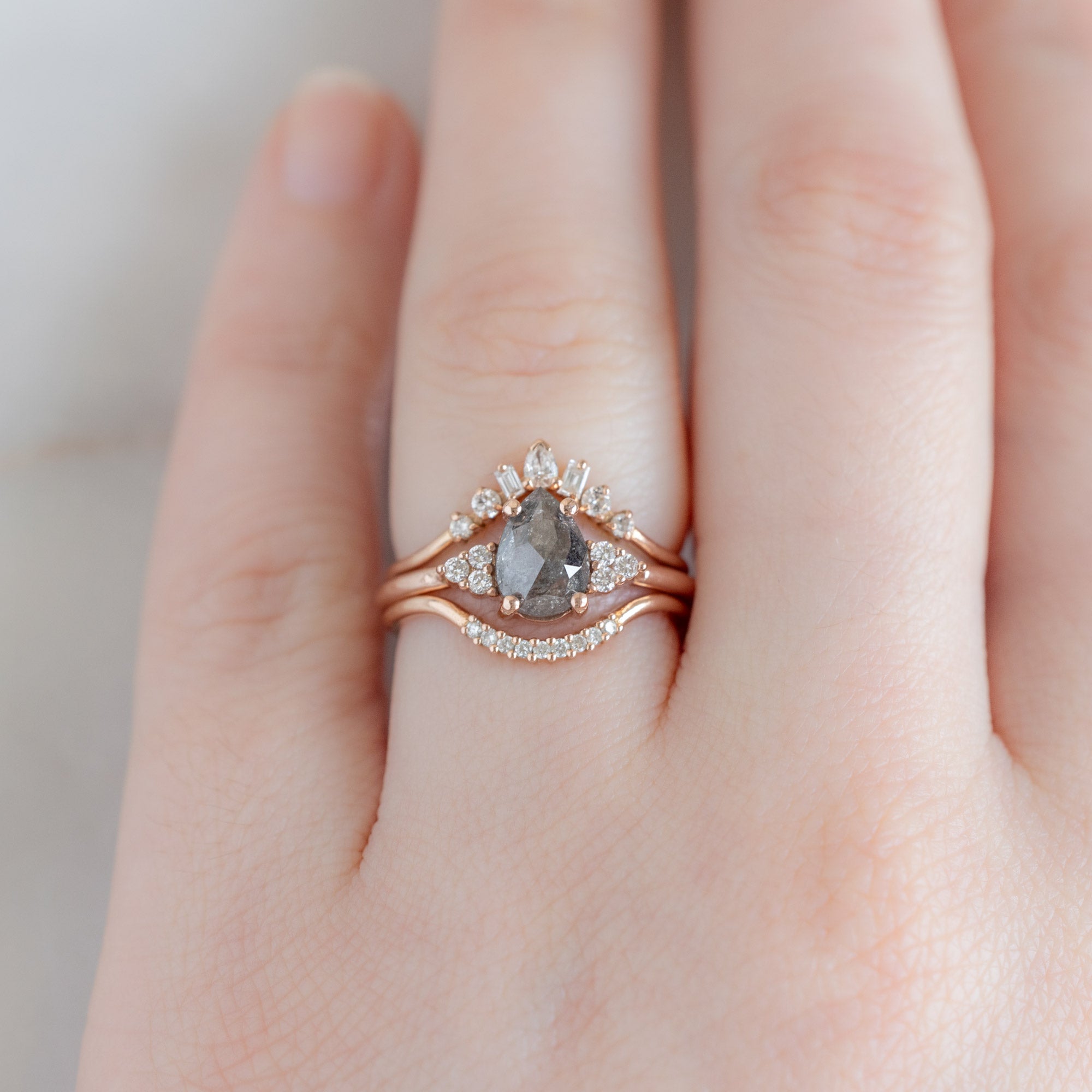 Alexis Russell Engagement Rings The Ivy Ring | 1.11ct Rose Cut Grey Diamond in 14K Rose Gold
