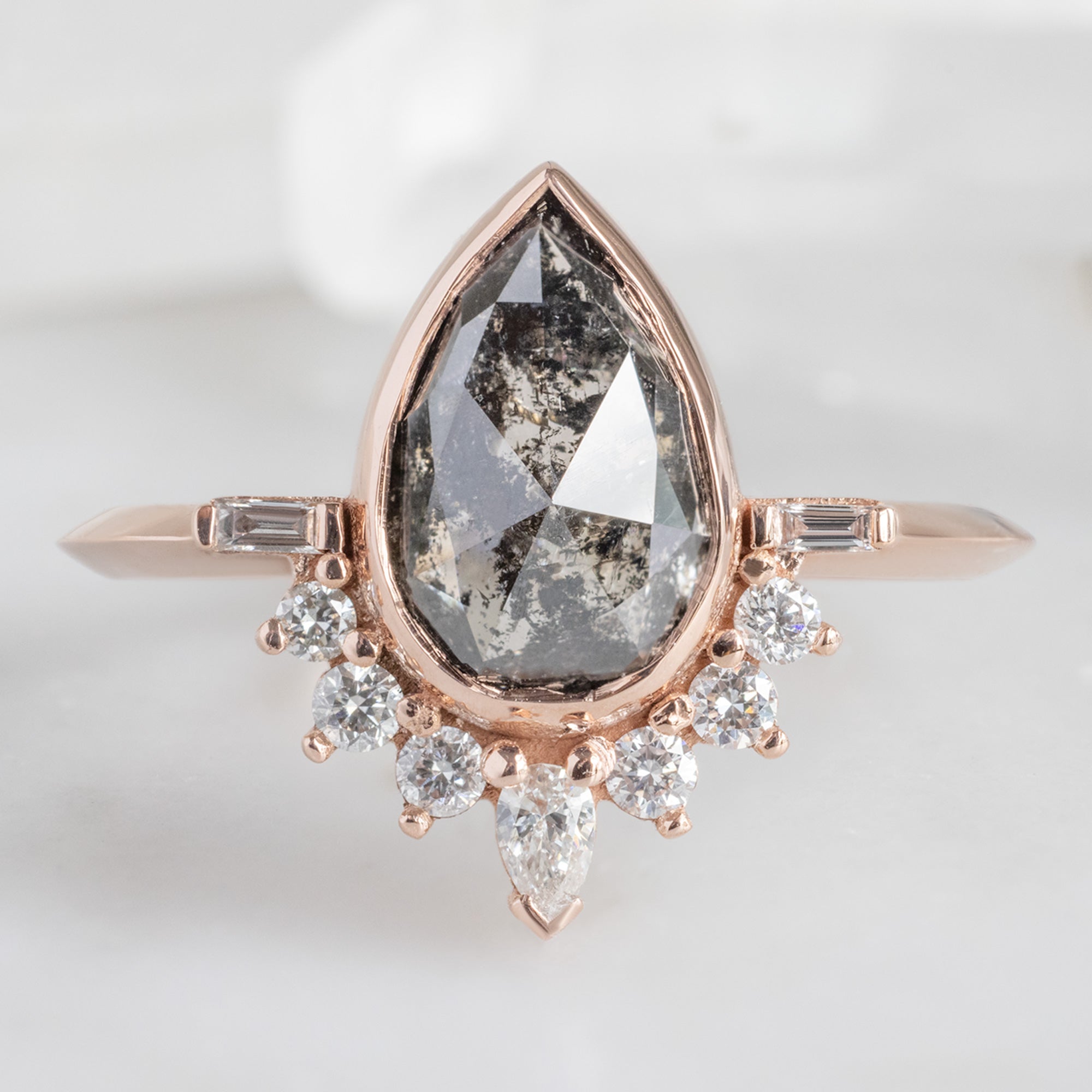 Alexis Russell Engagement Rings The Posy Ring | 1.67ct Rose Cut Black Diamond in 14K Rose Gold
