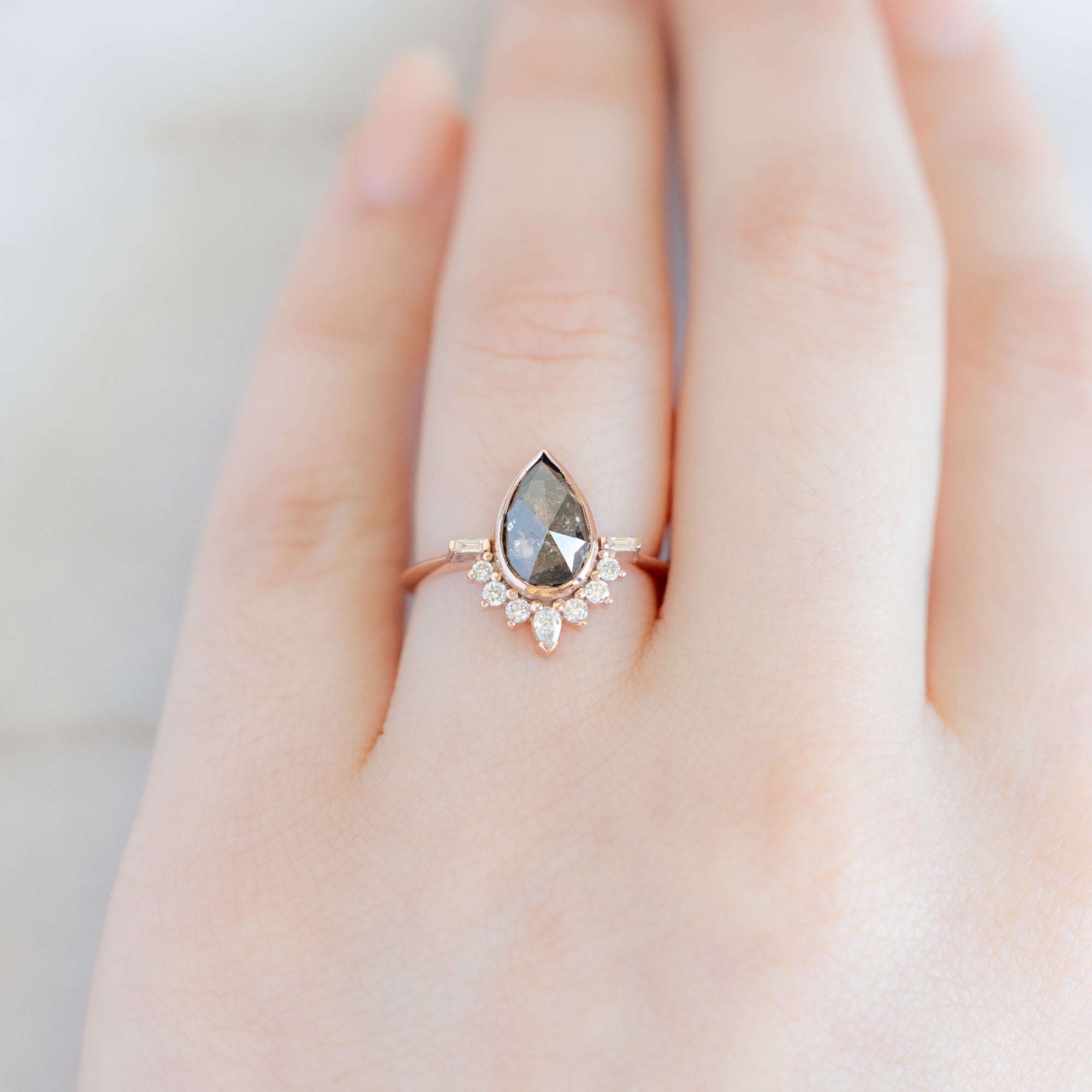 Alexis Russell Engagement Rings The Posy Ring | 1.67ct Rose Cut Black Diamond in 14K Rose Gold