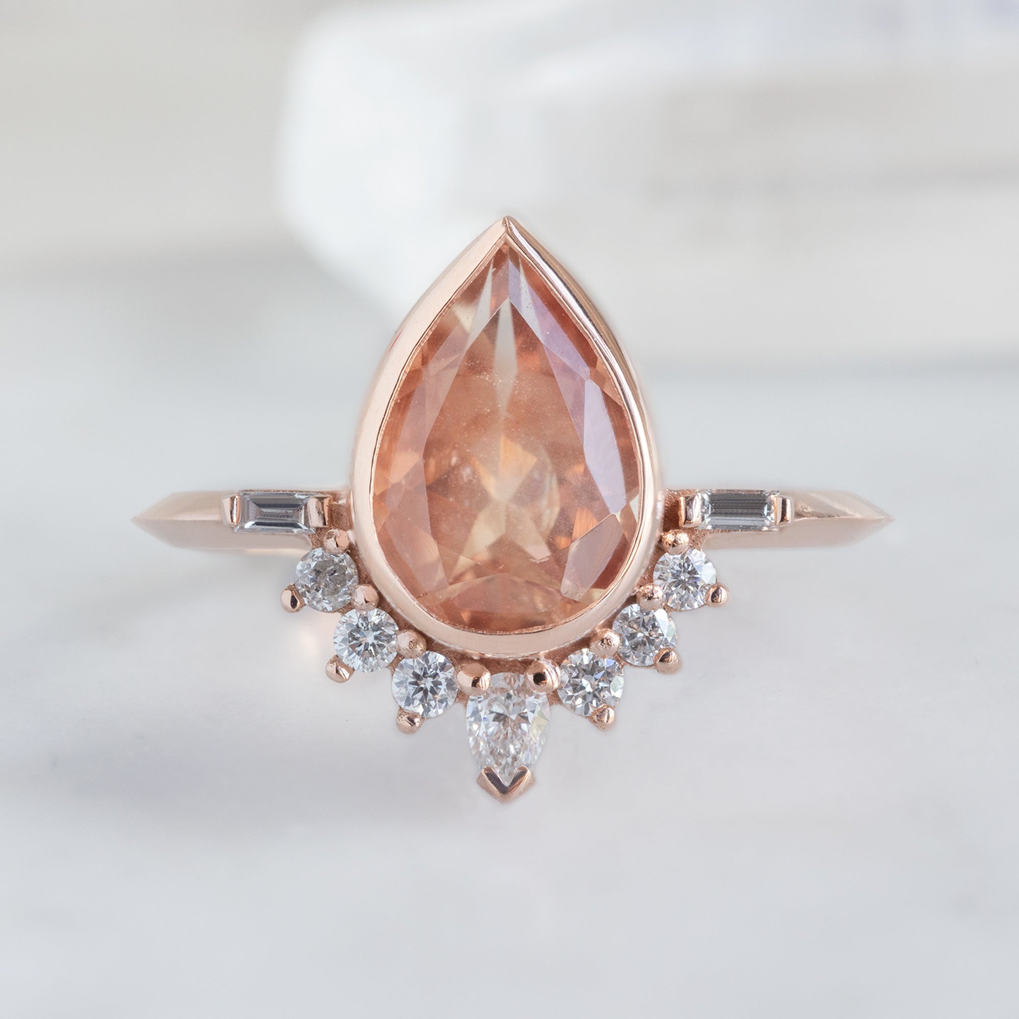 Alexis Russell Engagement Rings The Posy Ring | 1.73ct Pear Cut Sunstone  in 14K Rose Gold