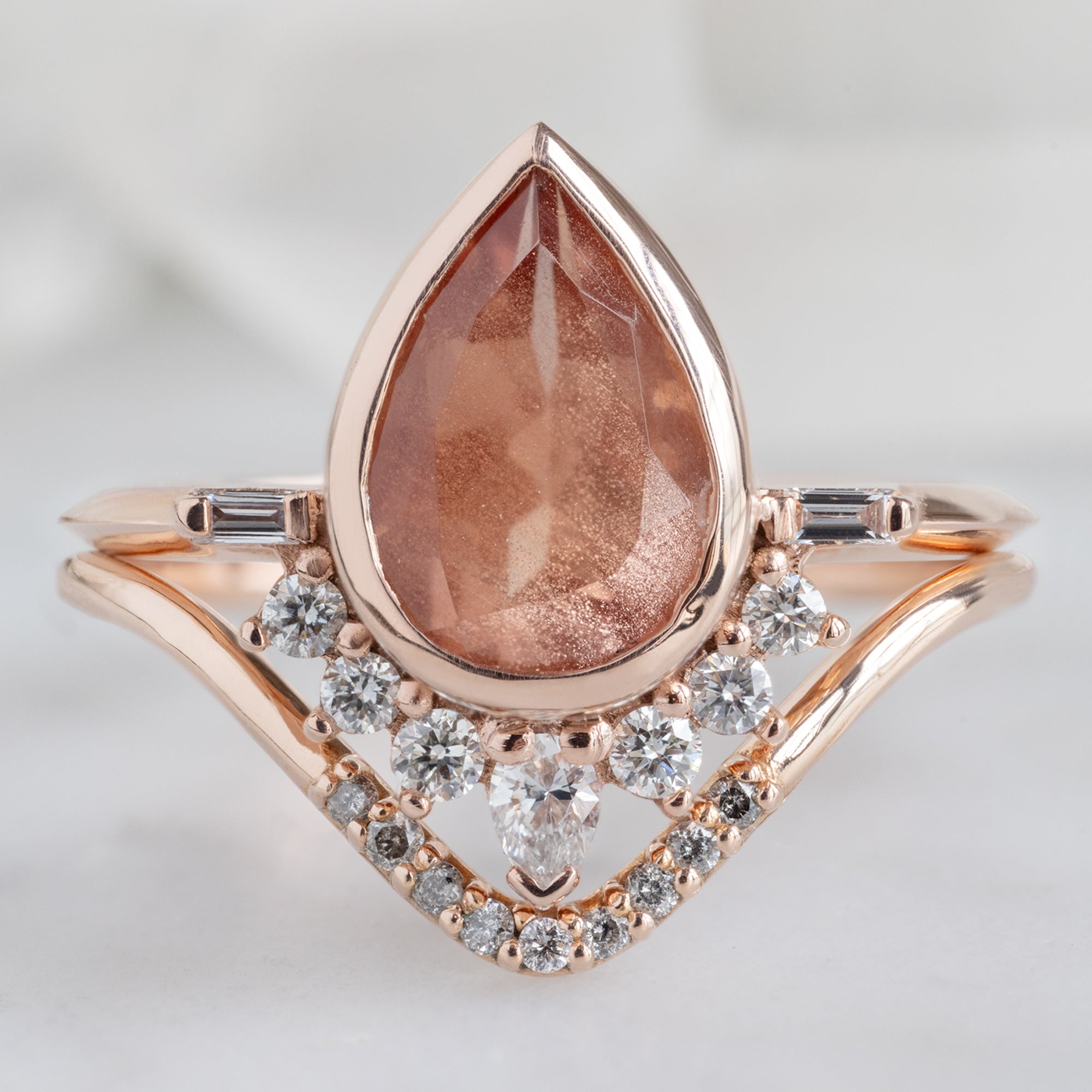 Alexis Russell Engagement Rings The Posy Ring | 1.73ct Pear Cut Sunstone  in 14K Rose Gold