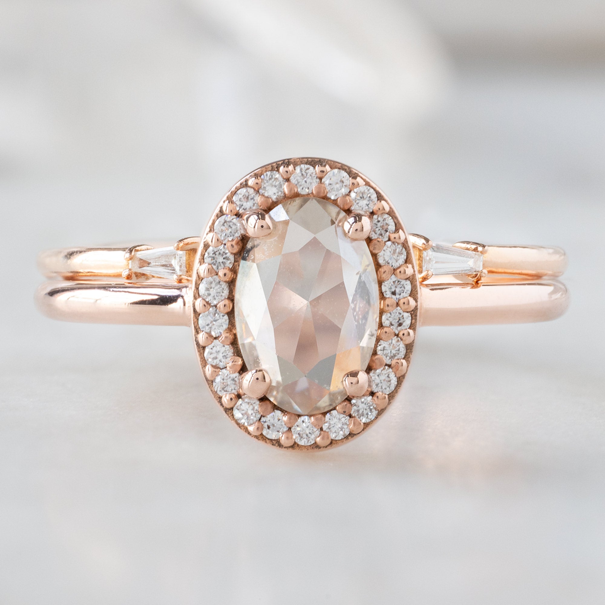 Alexis Russell Engagement Rings The Dahlia Ring | 0.87ct Oval Pink Diamond in 14K Rose Gold