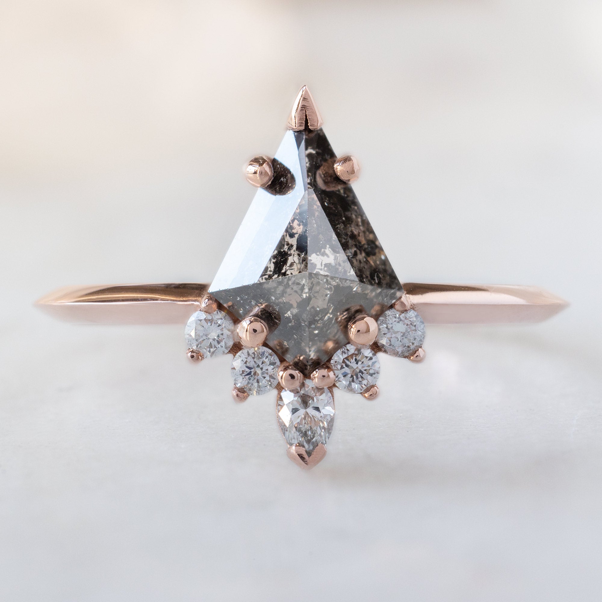 Alexis Russell Engagement Rings The Aster Ring | 1.14ct Kite Black Diamond in 14K Rose Gold