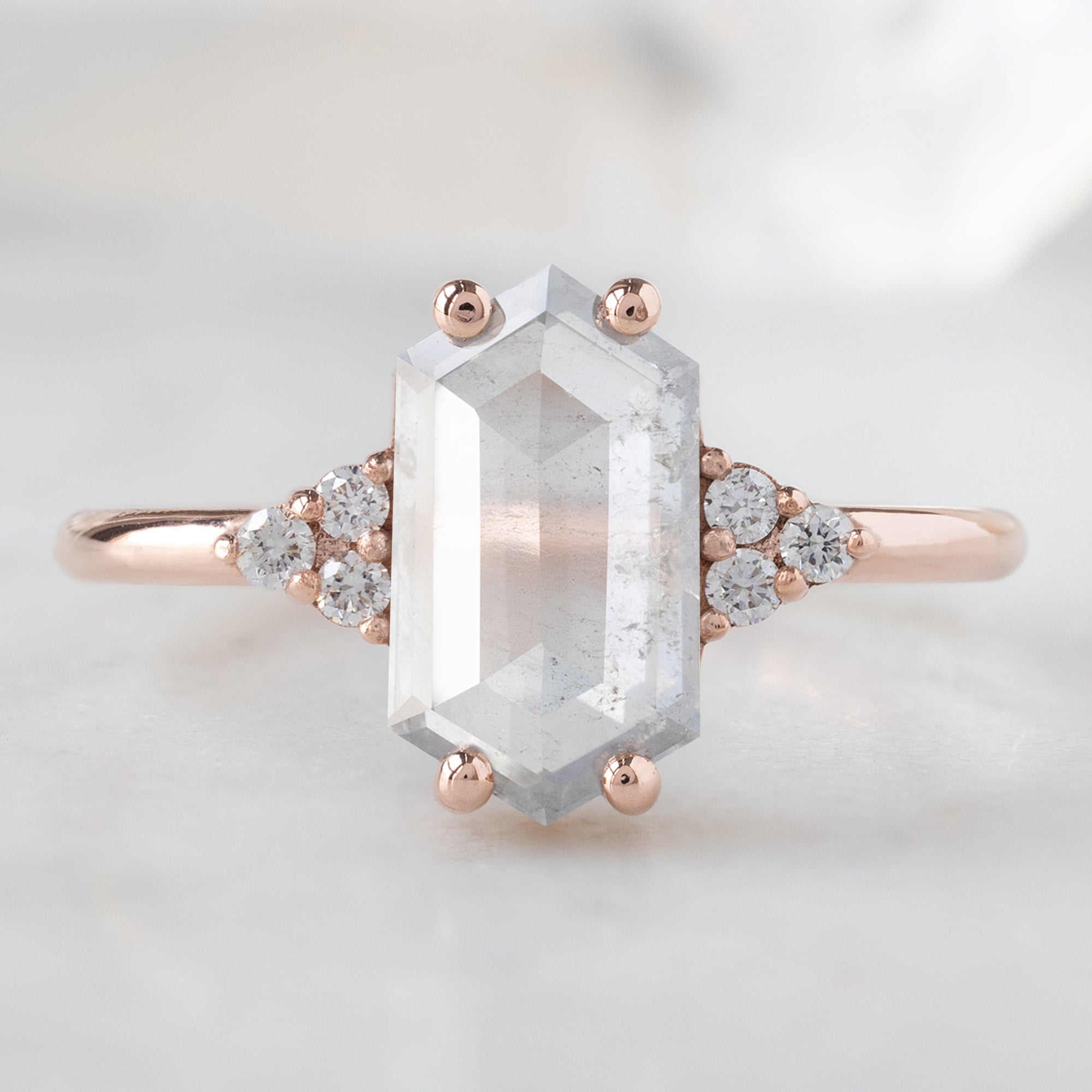 Alexis Russell Engagement Rings The Ivy Ring | 1.55ct Hexagon Icy White Diamond in 14K Rose Gold