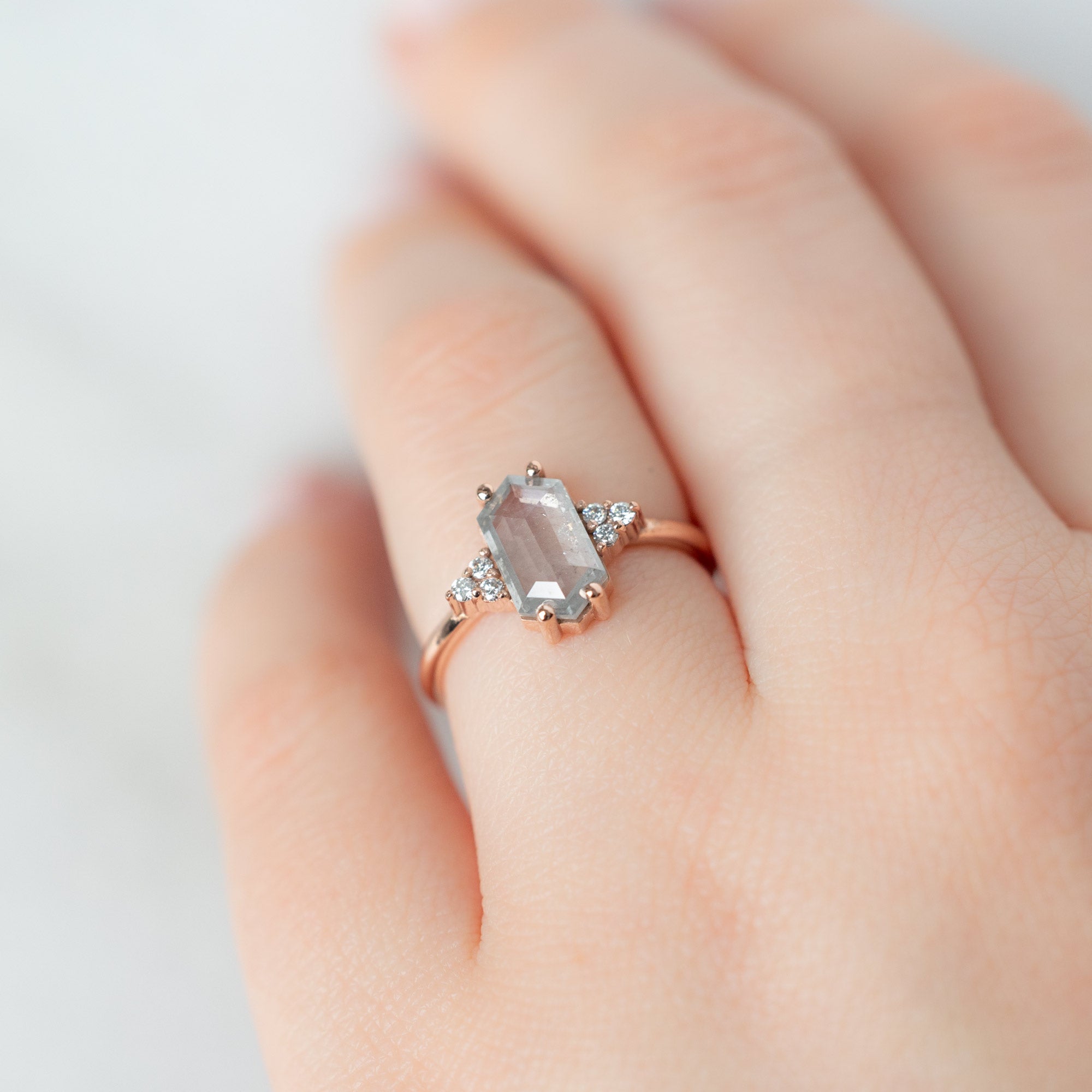 Alexis Russell Engagement Rings The Ivy Ring | 1.55ct Hexagon Icy White Diamond in 14K Rose Gold