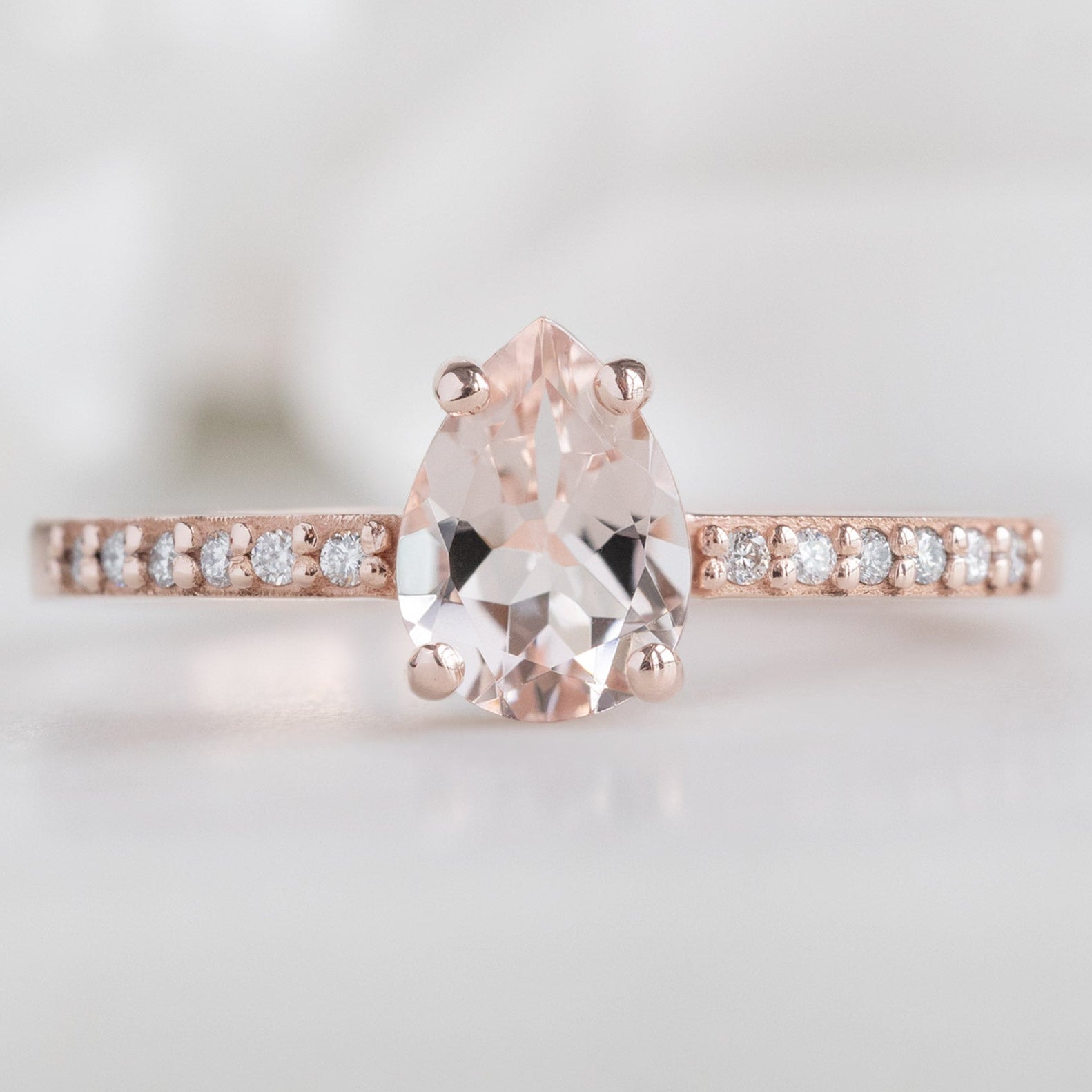 Alexis Russell  Engagement Rings The Willow Ring | 0.58ct Pear Morganite in 14K Rose Gold