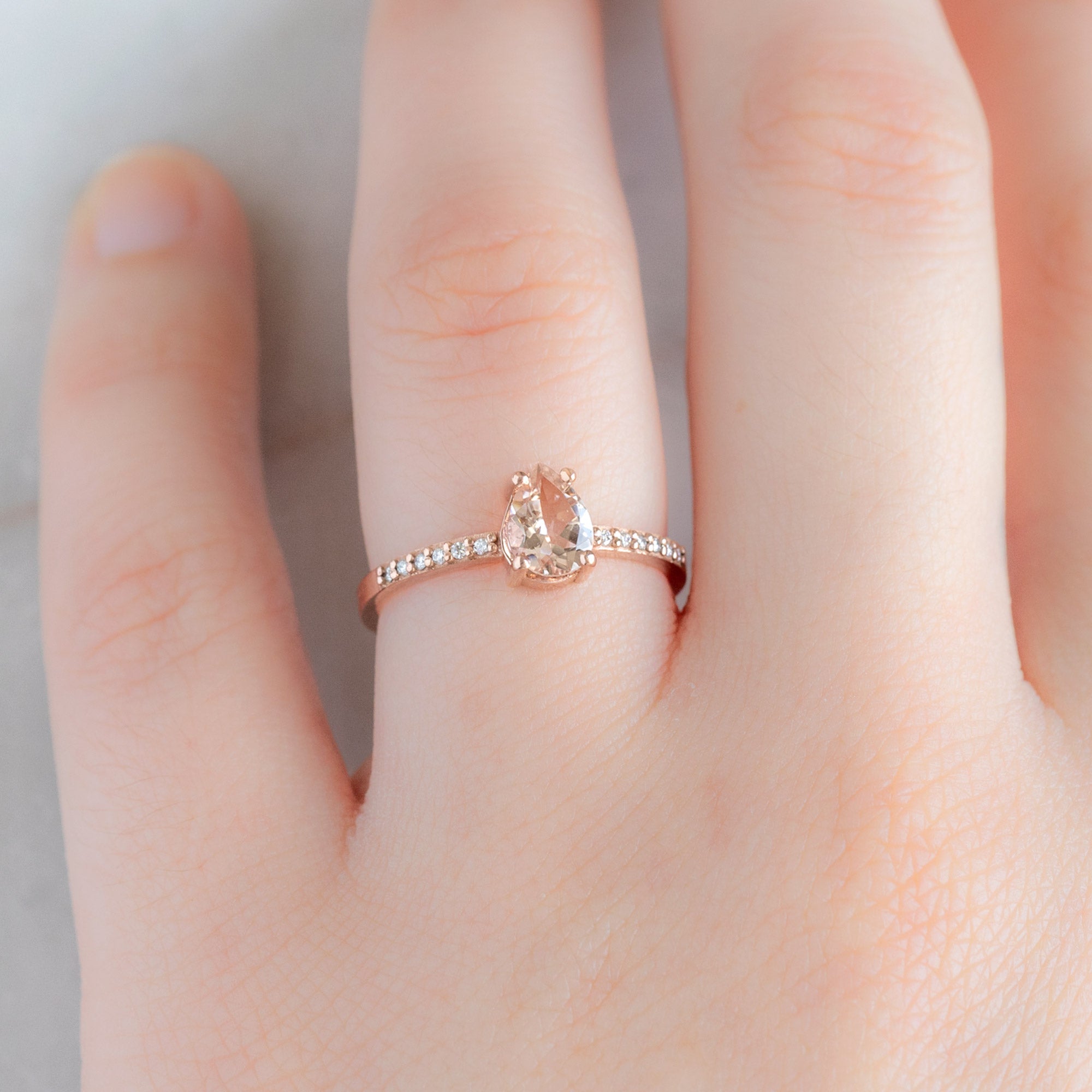 Alexis Russell  Engagement Rings The Willow Ring | 0.58ct Pear Morganite in 14K Rose Gold