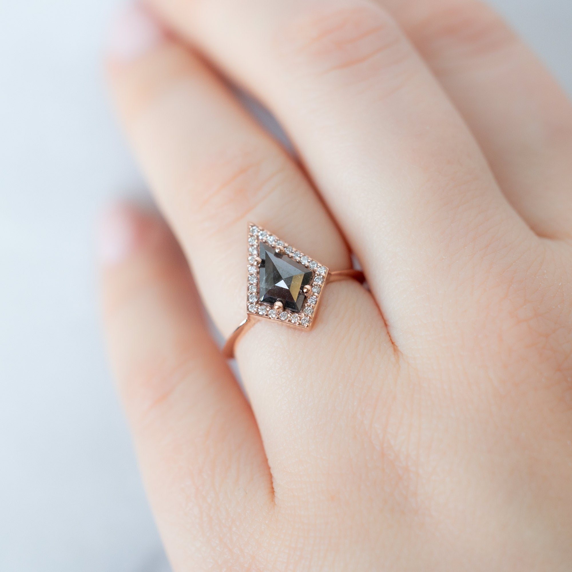 Alexis Russell  Engagement Rings The Dahlia Ring | 0.89ct Black Kite Diamond in 14K Rose Gold