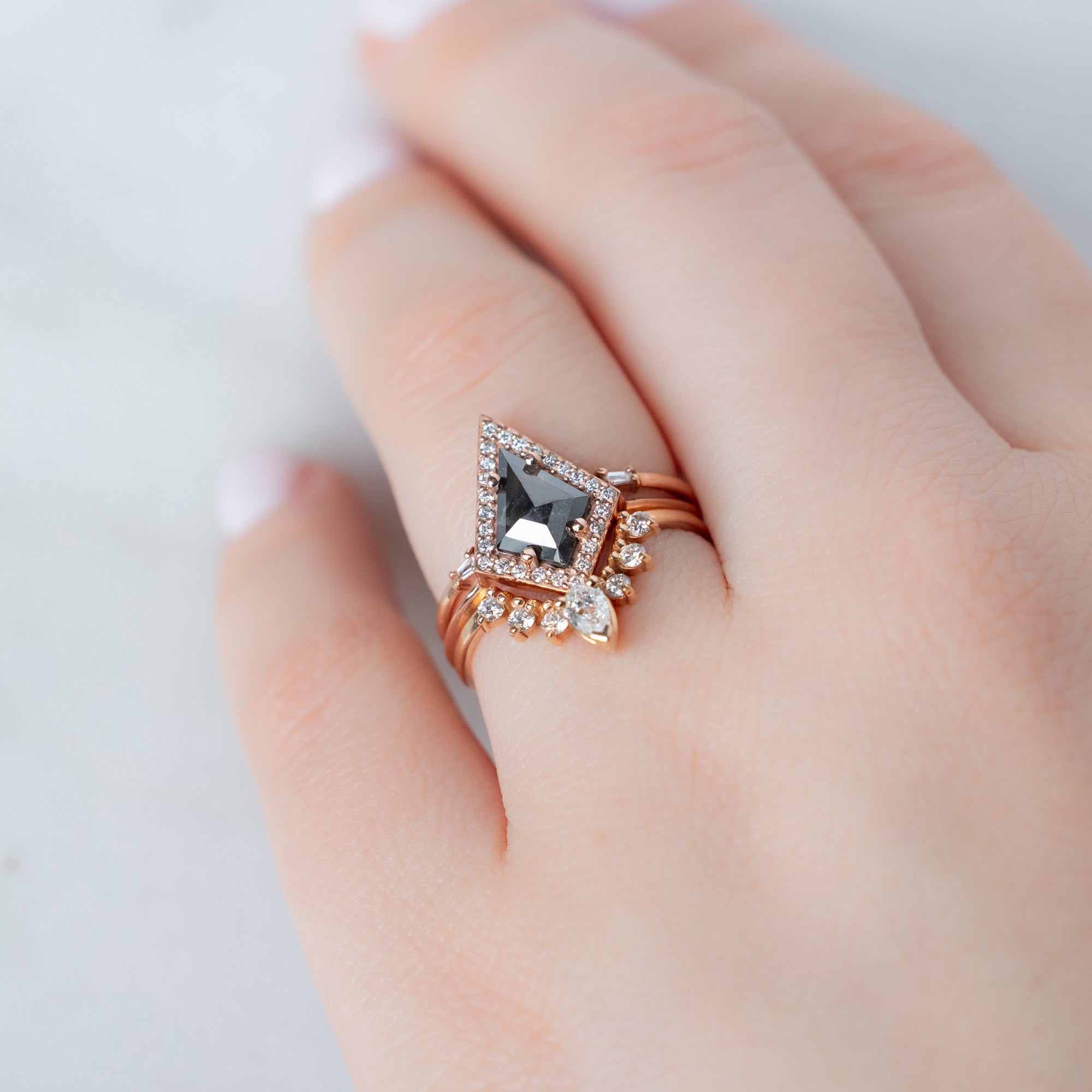 Alexis Russell  Engagement Rings The Dahlia Ring | 0.89ct Black Kite Diamond in 14K Rose Gold