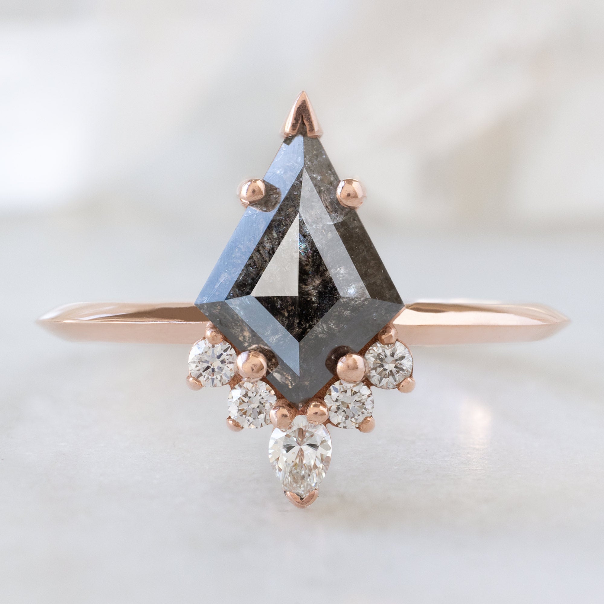 Alexis Russell  Engagement Rings The Aster Ring | 0.90ct Kite Black Diamond in 14K Rose Gold