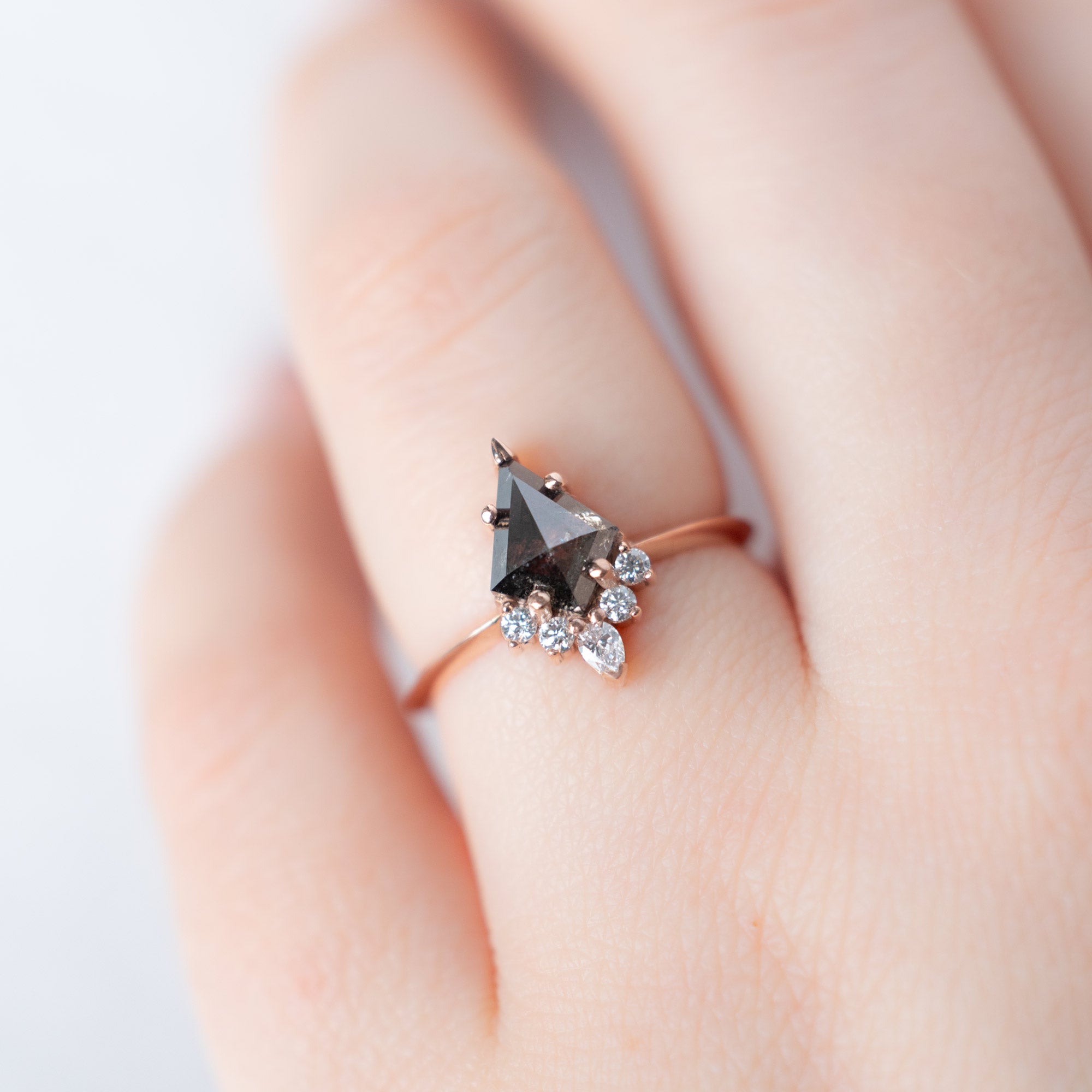 Alexis Russell  Engagement Rings The Aster Ring | 0.90ct Kite Black Diamond in 14K Rose Gold