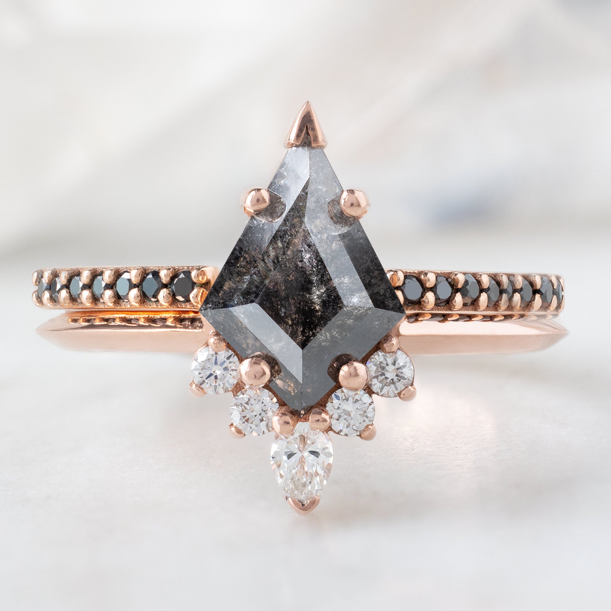 Alexis Russell  Engagement Rings The Aster Ring | 0.90ct Kite Black Diamond in 14K Rose Gold