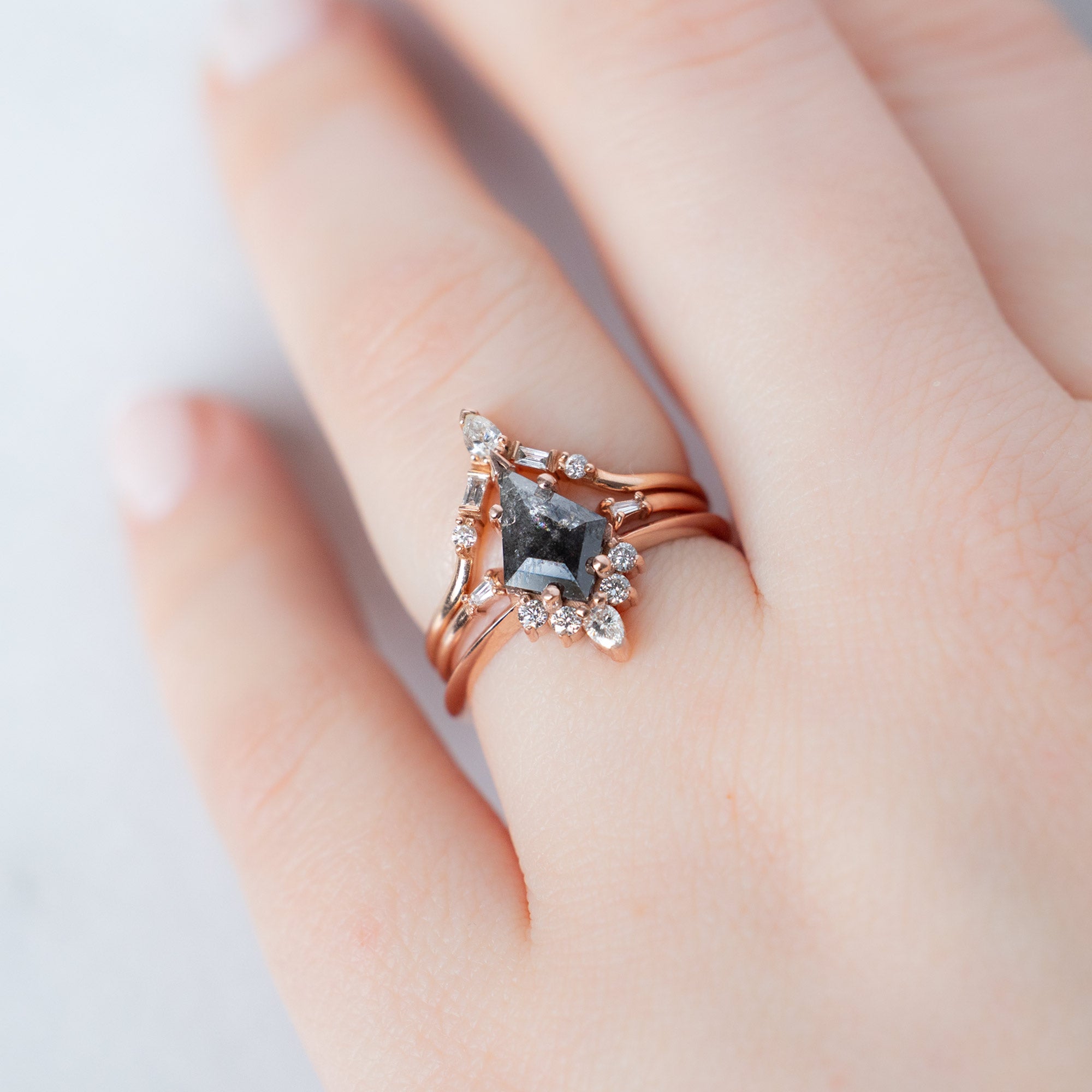 Alexis Russell  Engagement Rings The Aster Ring | 0.90ct Kite Black Diamond in 14K Rose Gold