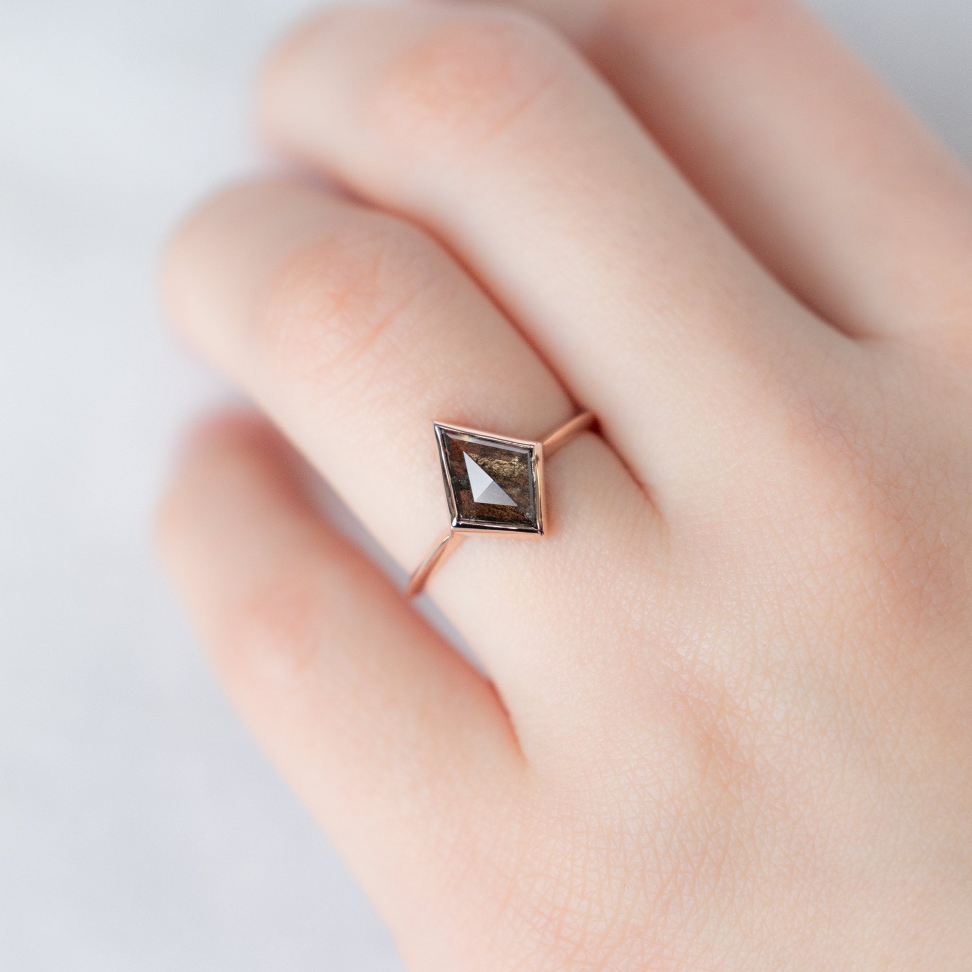 Alexis Russell  Engagement Rings The Hazel Ring | 1.19ct Kite Black Diamond in 14K Rose Gold