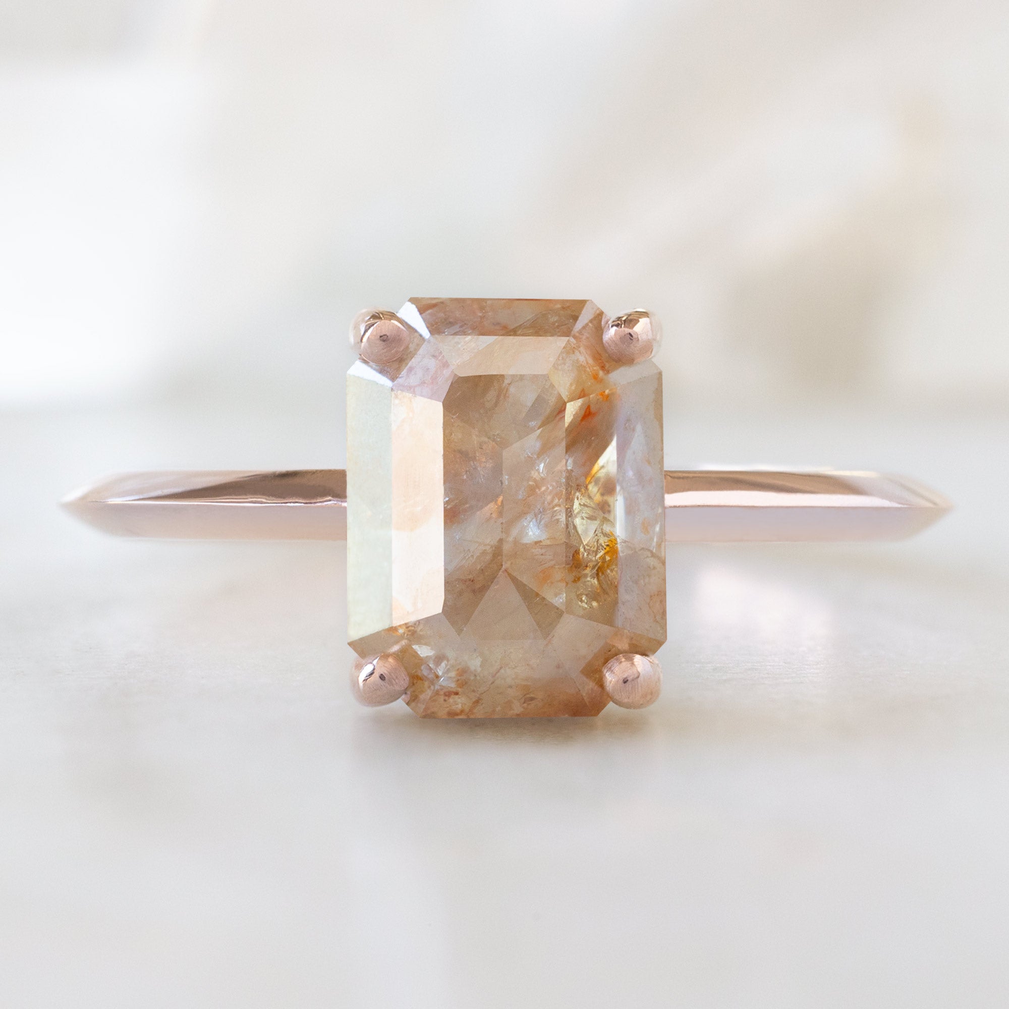 Alexis Russell  Engagement Rings The Bryn Ring | 1.88ct Emerald Cut Red Diamond in 14K Rose Gold