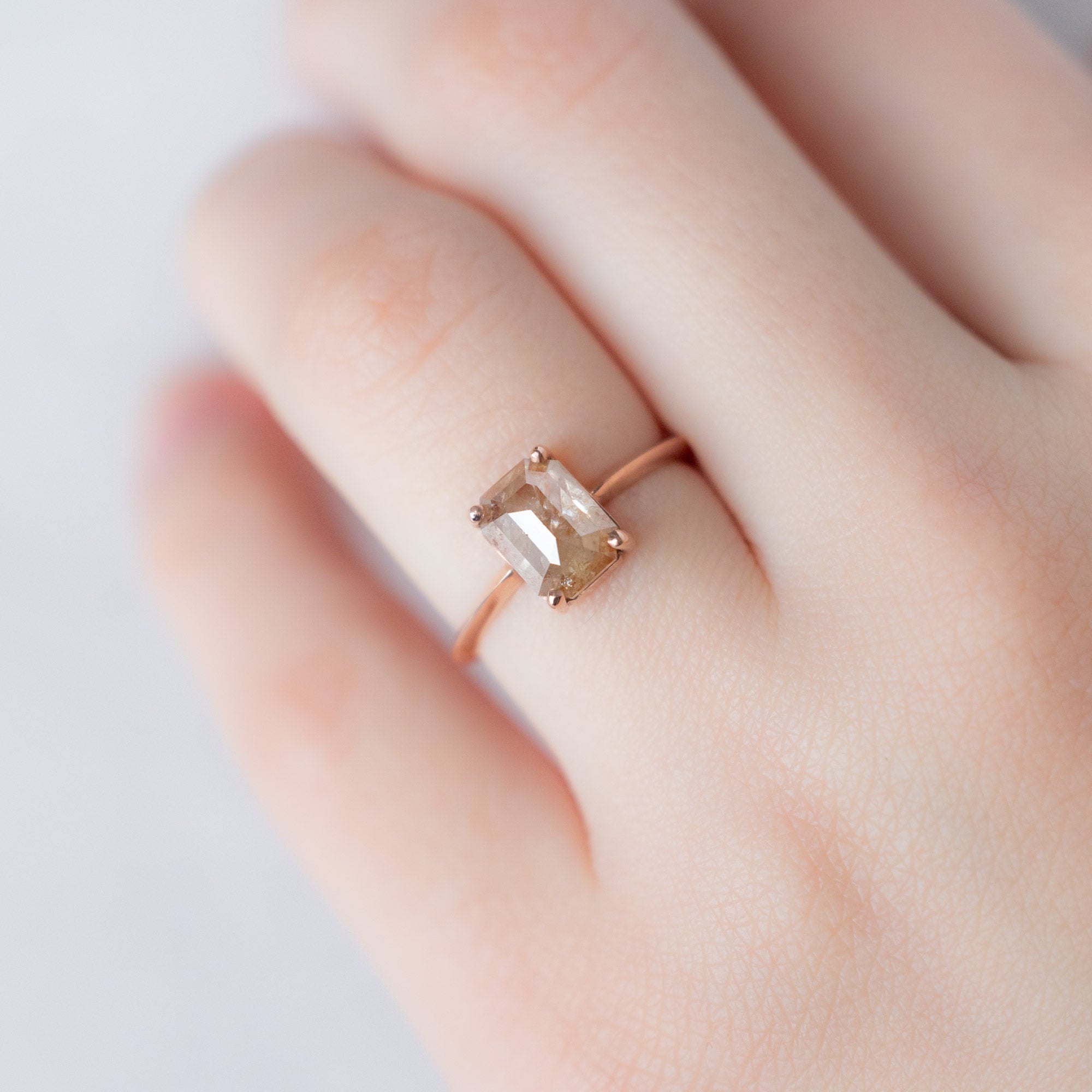 Alexis Russell  Engagement Rings The Bryn Ring | 1.88ct Emerald Cut Red Diamond in 14K Rose Gold