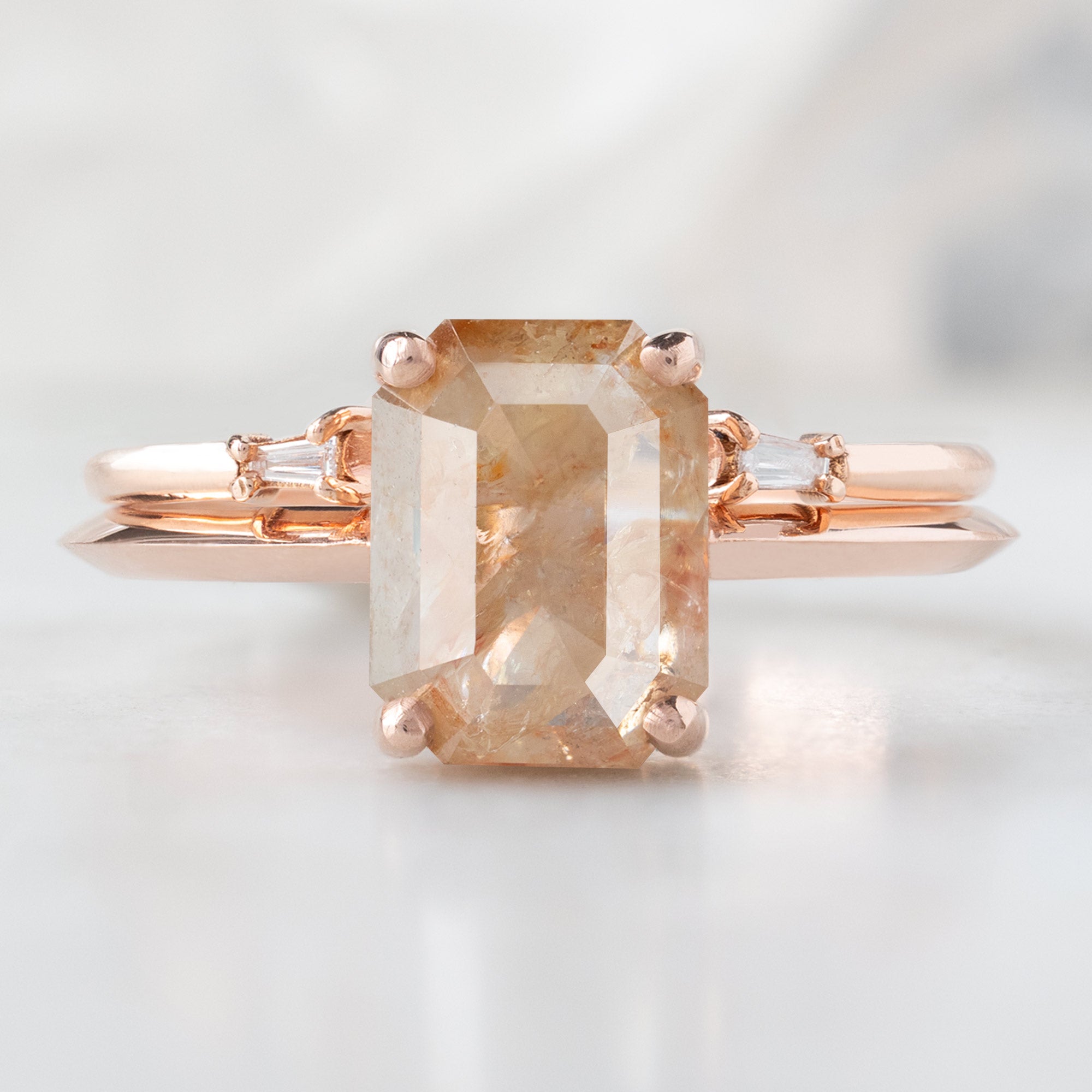 Alexis Russell  Engagement Rings The Bryn Ring | 1.88ct Emerald Cut Red Diamond in 14K Rose Gold