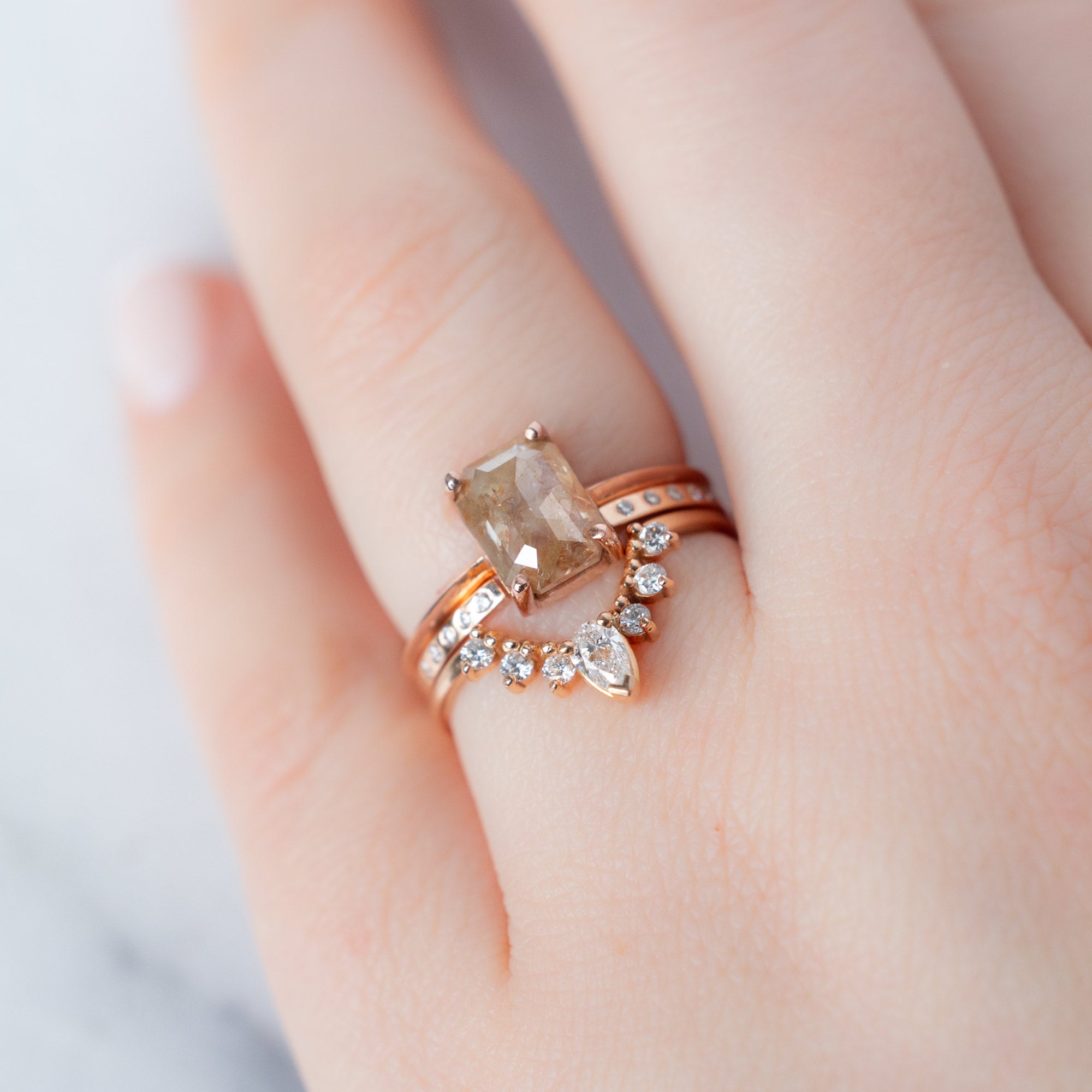 Alexis Russell  Engagement Rings The Bryn Ring | 1.88ct Emerald Cut Red Diamond in 14K Rose Gold