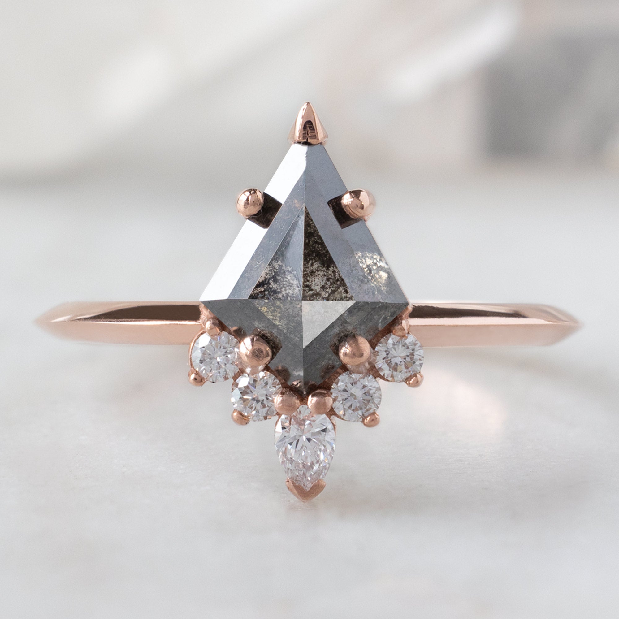 Alexis Russell  Engagement Rings The Aster Ring | 1.22ct Kite Black Diamond in 14K Rose Gold