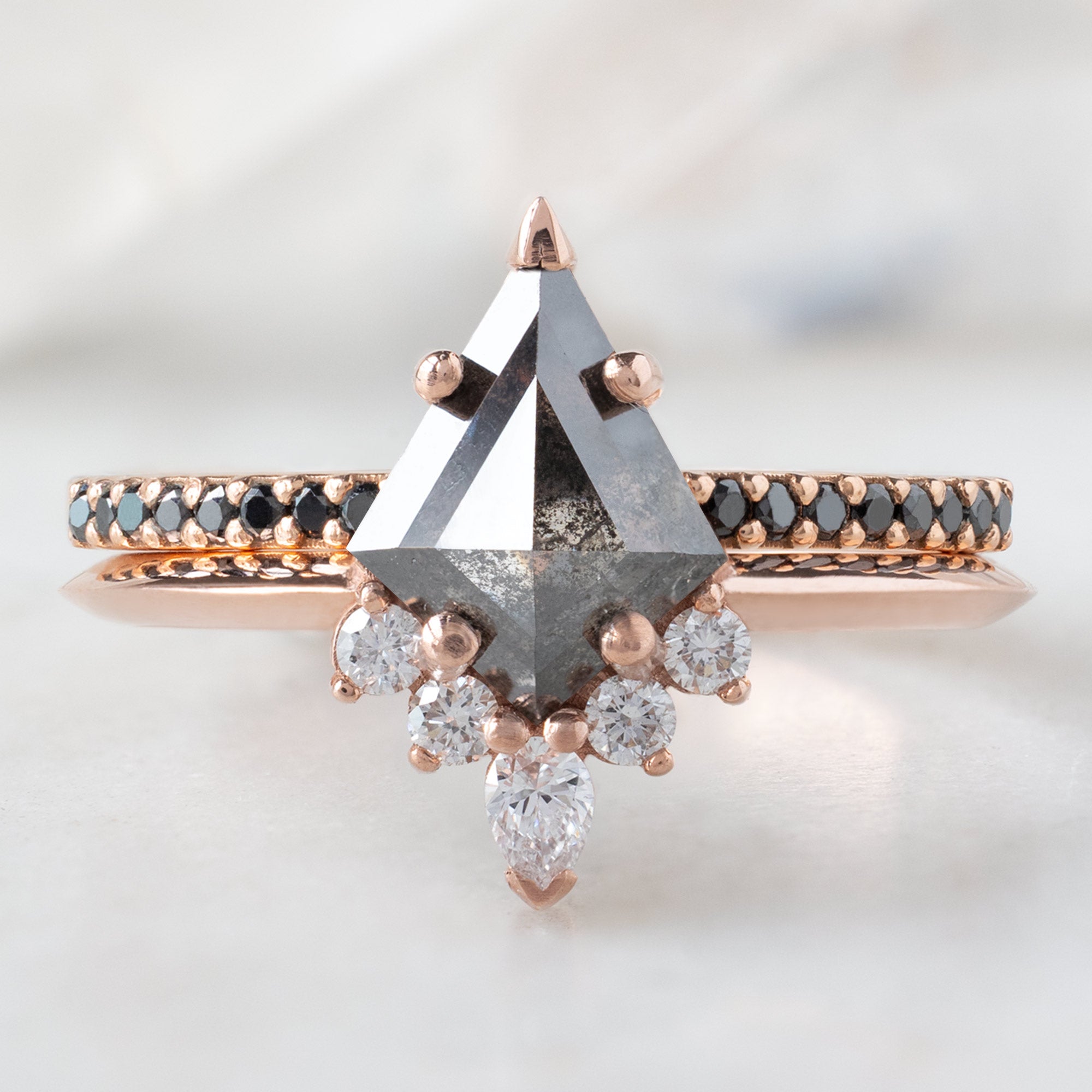 Alexis Russell  Engagement Rings The Aster Ring | 1.22ct Kite Black Diamond in 14K Rose Gold