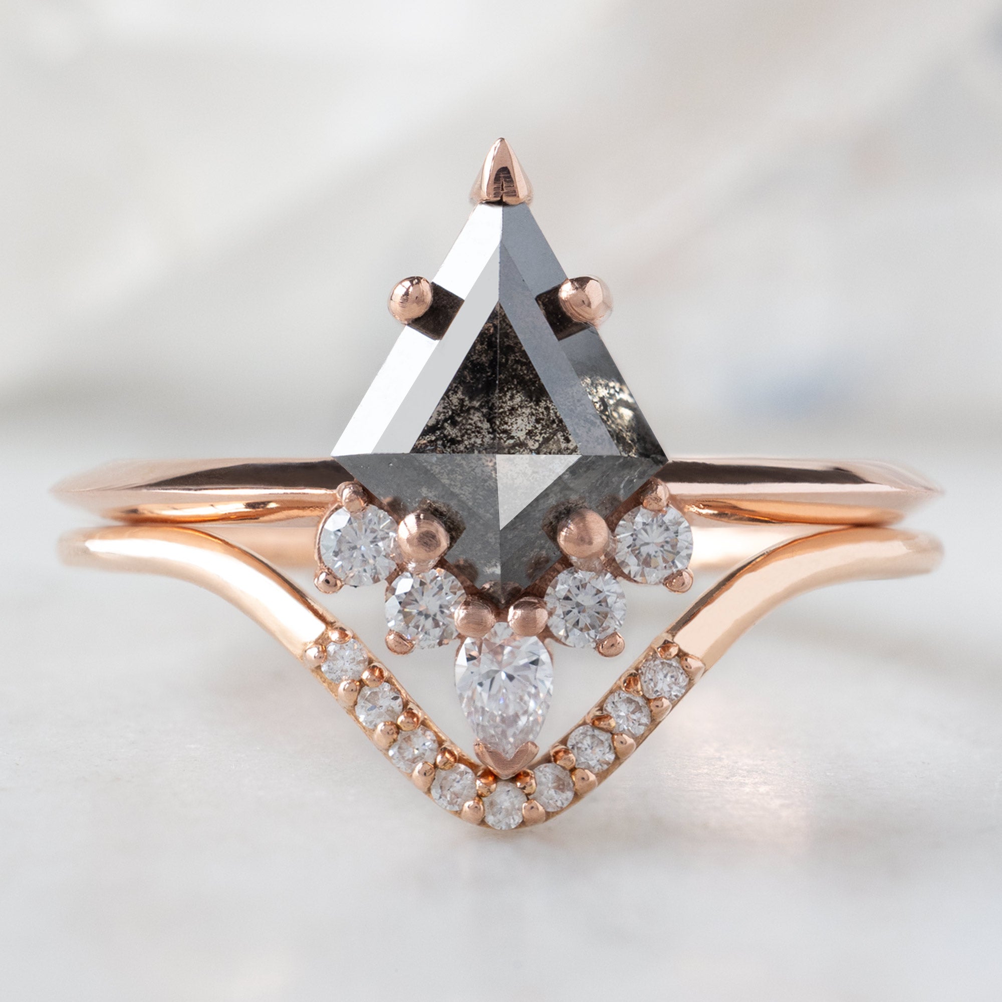 Alexis Russell  Engagement Rings The Aster Ring | 1.22ct Kite Black Diamond in 14K Rose Gold