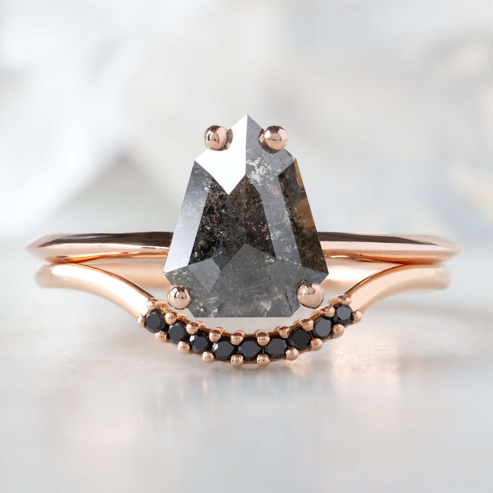 Alexis Russell  Engagement Rings The Bryn Ring | 1.34ct Geometric Black Diamond in 14K Rose Gold