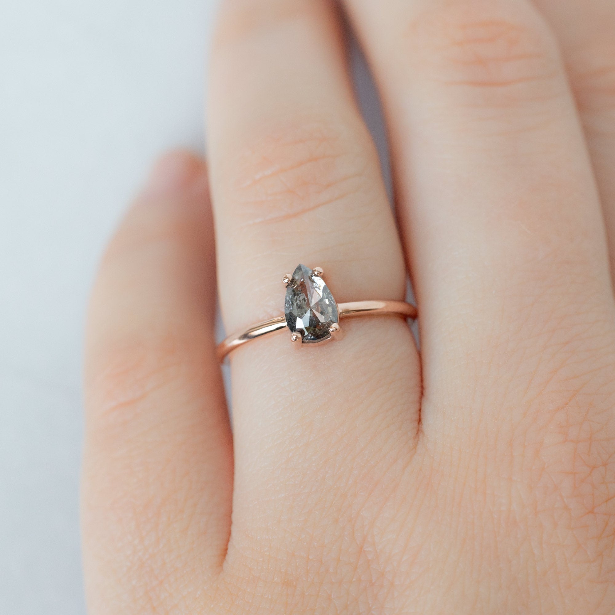 Alexis Russell  Engagement Rings The Bryn Ring | 0.90ct Pear Salt and Pepper Diamond in 14K Rose Gold