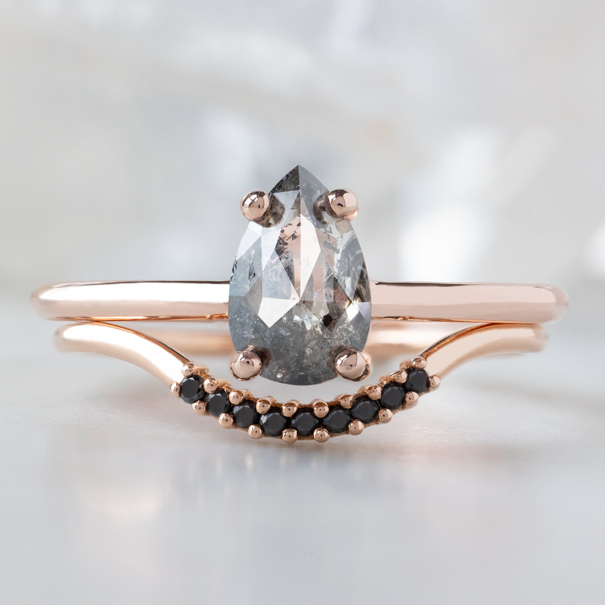 Alexis Russell  Engagement Rings The Bryn Ring | 0.90ct Pear Salt and Pepper Diamond in 14K Rose Gold