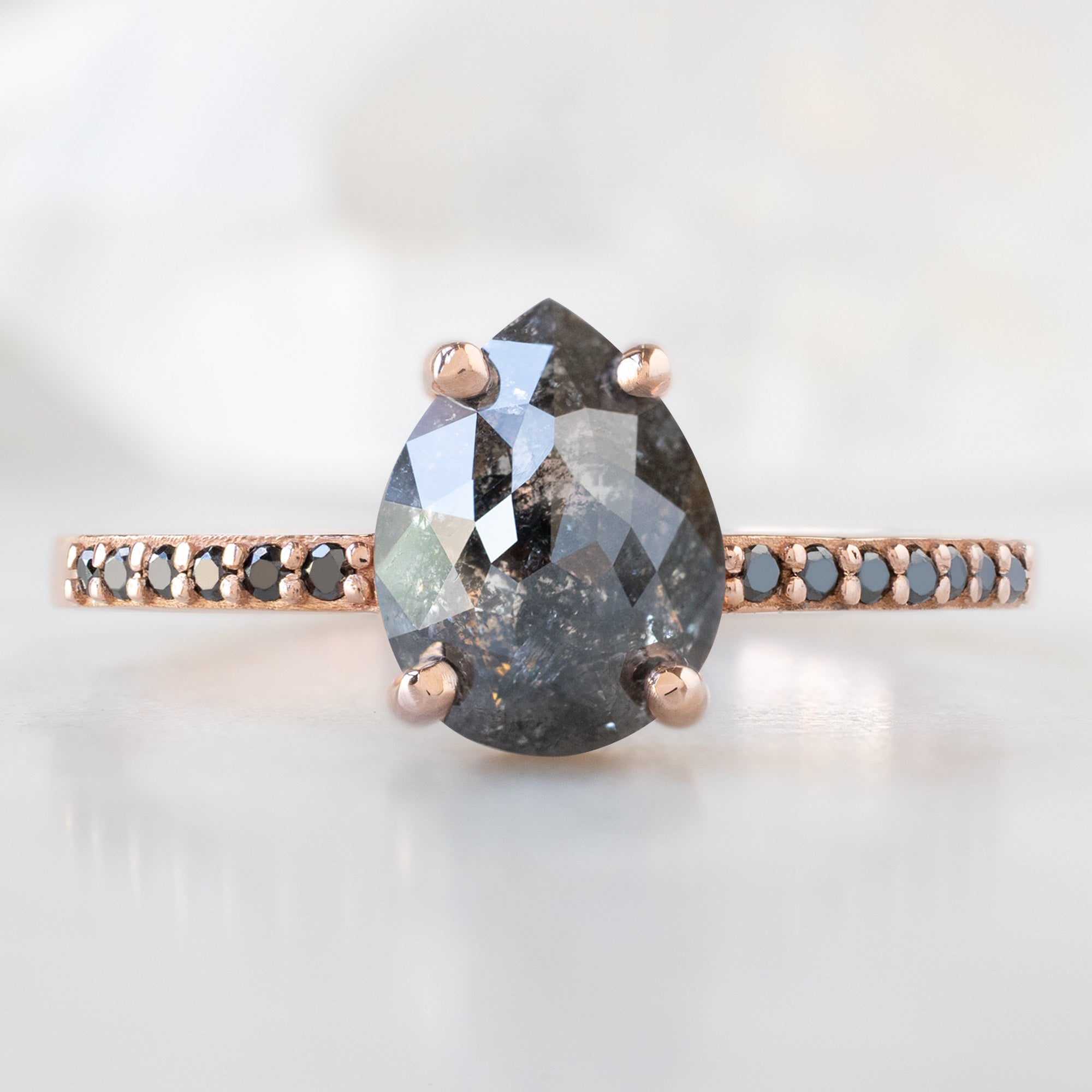 Alexis Russell  Engagement Rings The Willow Ring | 1.59ct Pear Black Diamond in 14K Rose Gold