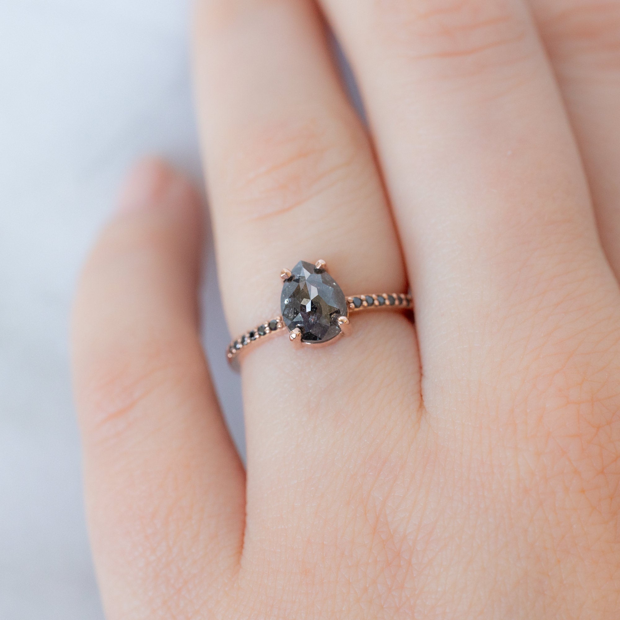Alexis Russell  Engagement Rings The Willow Ring | 1.59ct Pear Black Diamond in 14K Rose Gold