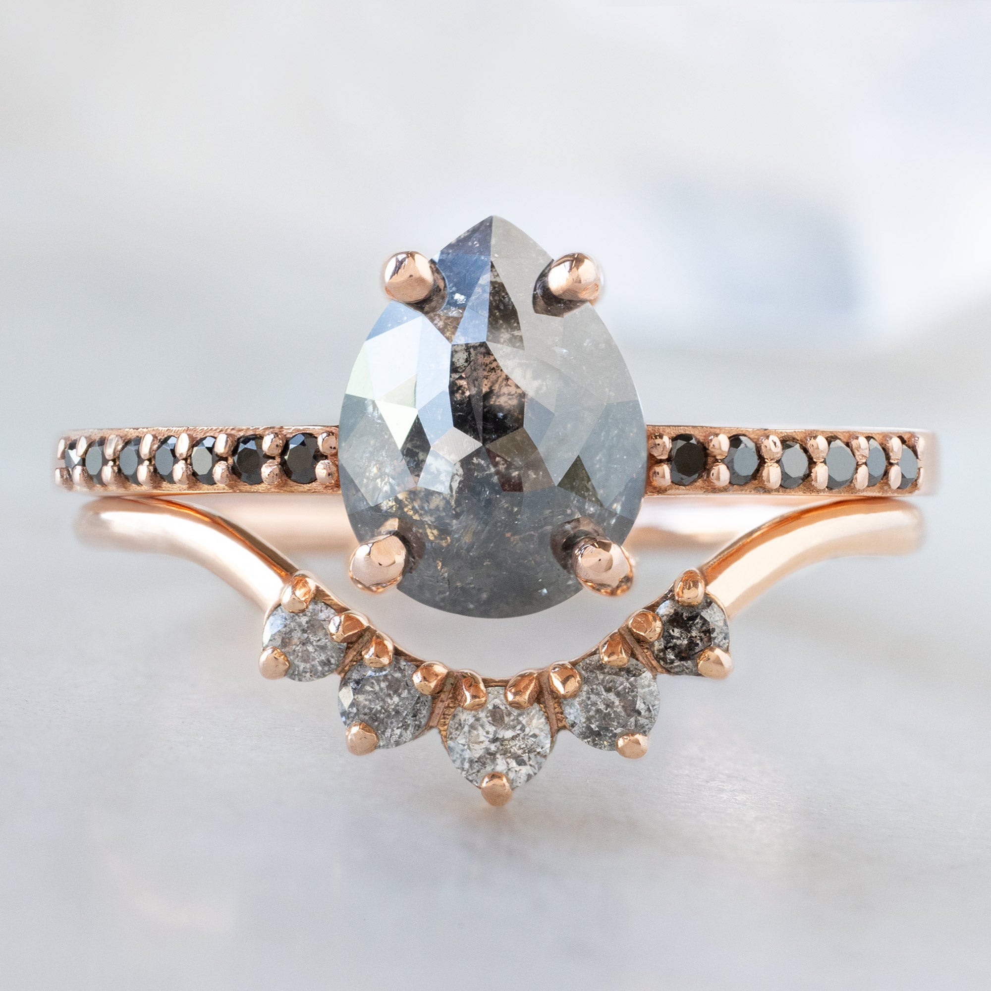 Alexis Russell  Engagement Rings The Willow Ring | 1.59ct Pear Black Diamond in 14K Rose Gold