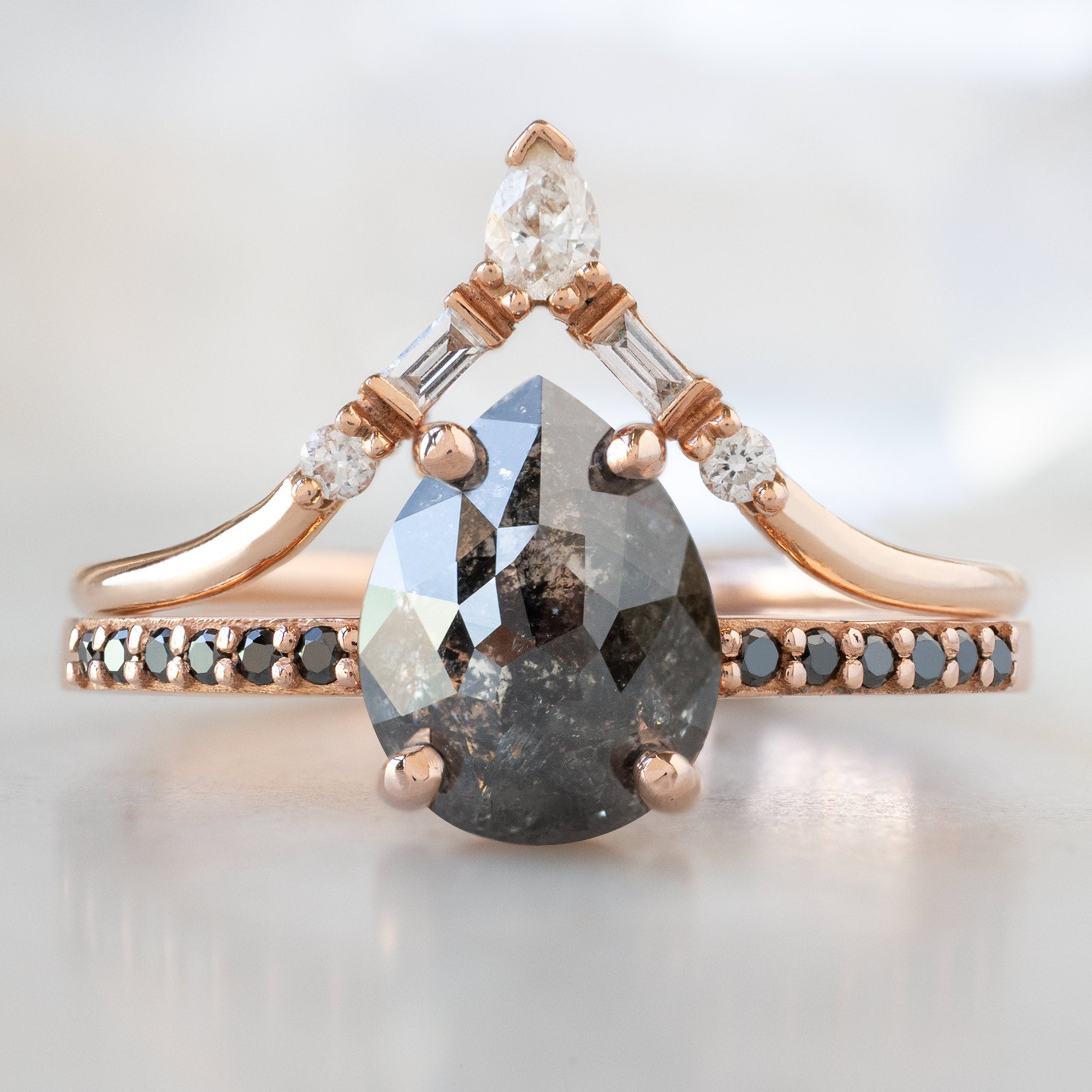 Alexis Russell  Engagement Rings The Willow Ring | 1.59ct Pear Black Diamond in 14K Rose Gold