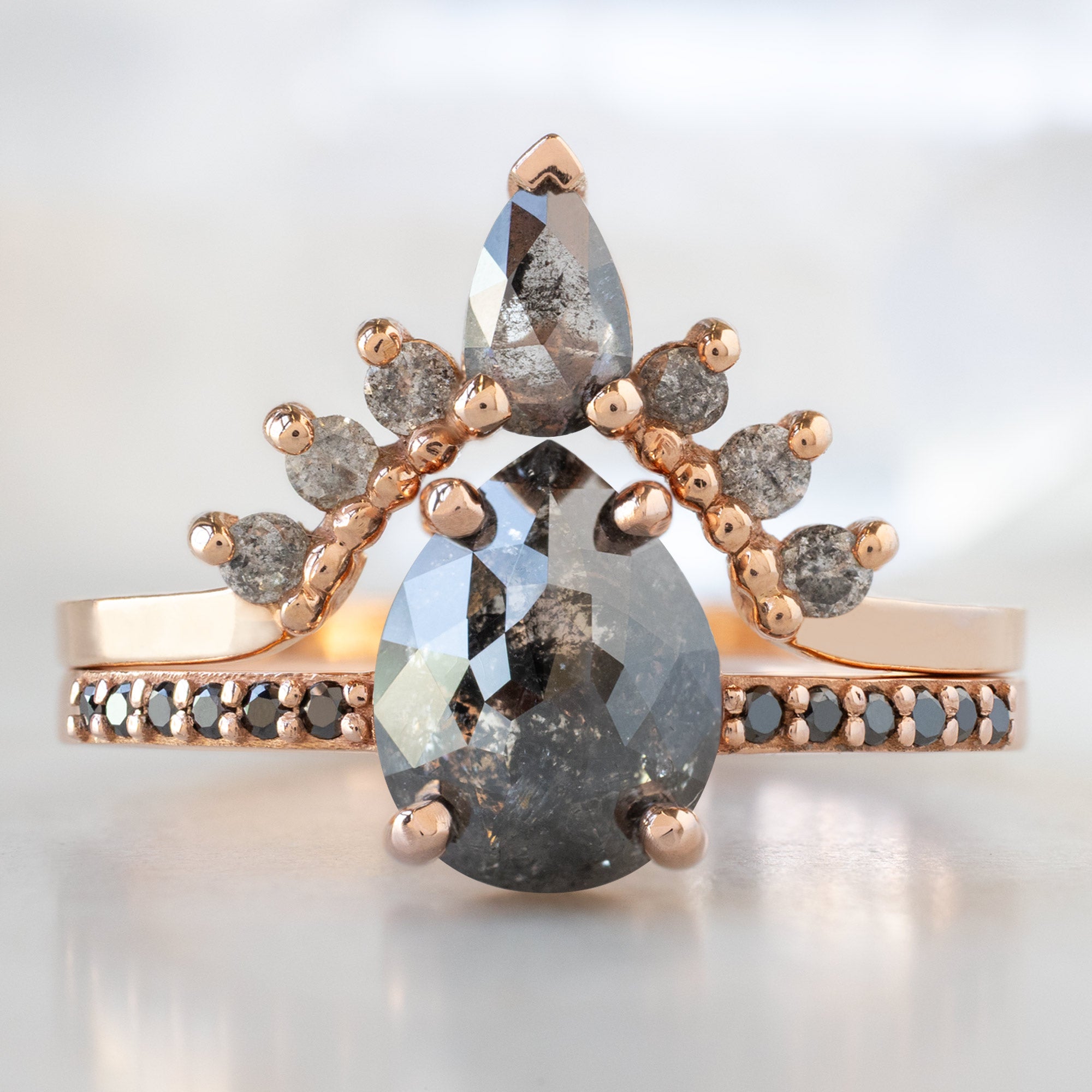 Alexis Russell  Engagement Rings The Willow Ring | 1.59ct Pear Black Diamond in 14K Rose Gold
