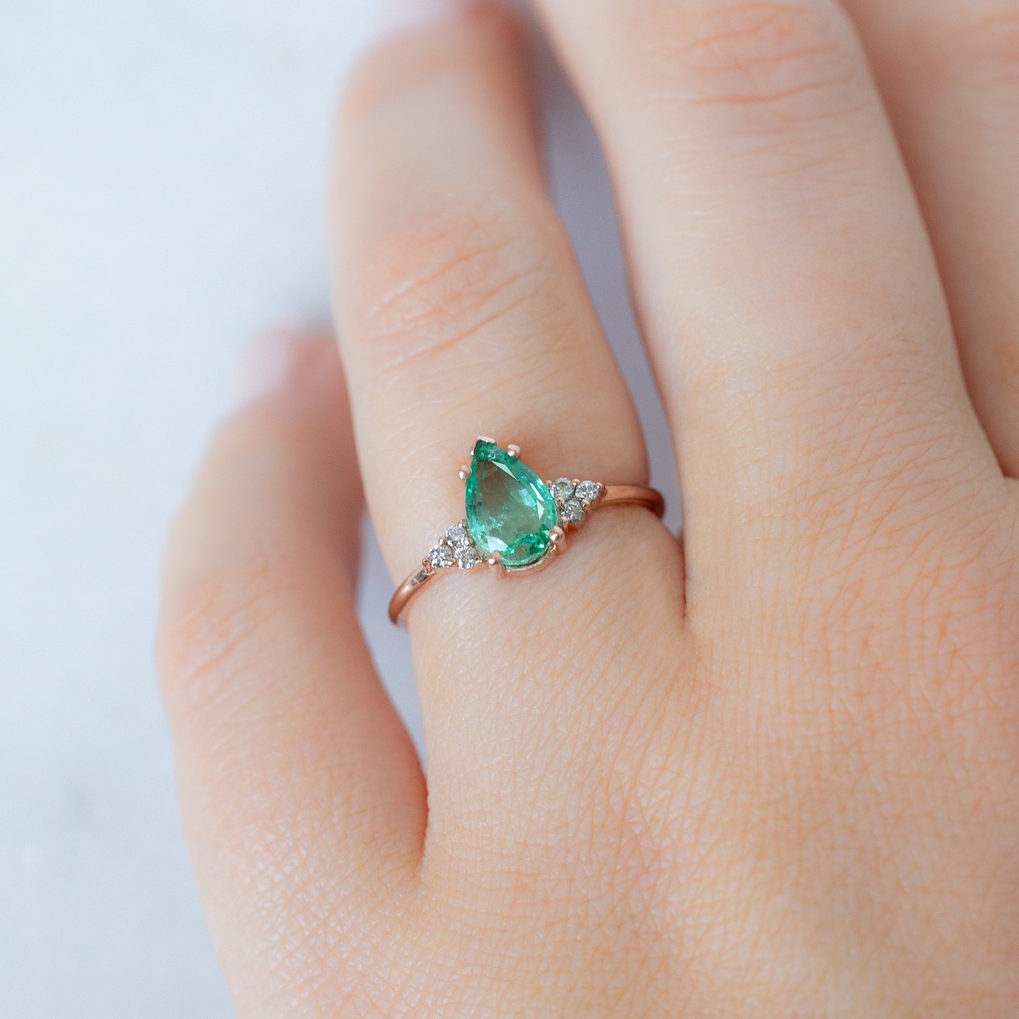Alexis Russell  Engagement Rings The Ivy Ring | 1.23ct Pear Emerald in 14K Rose Gold