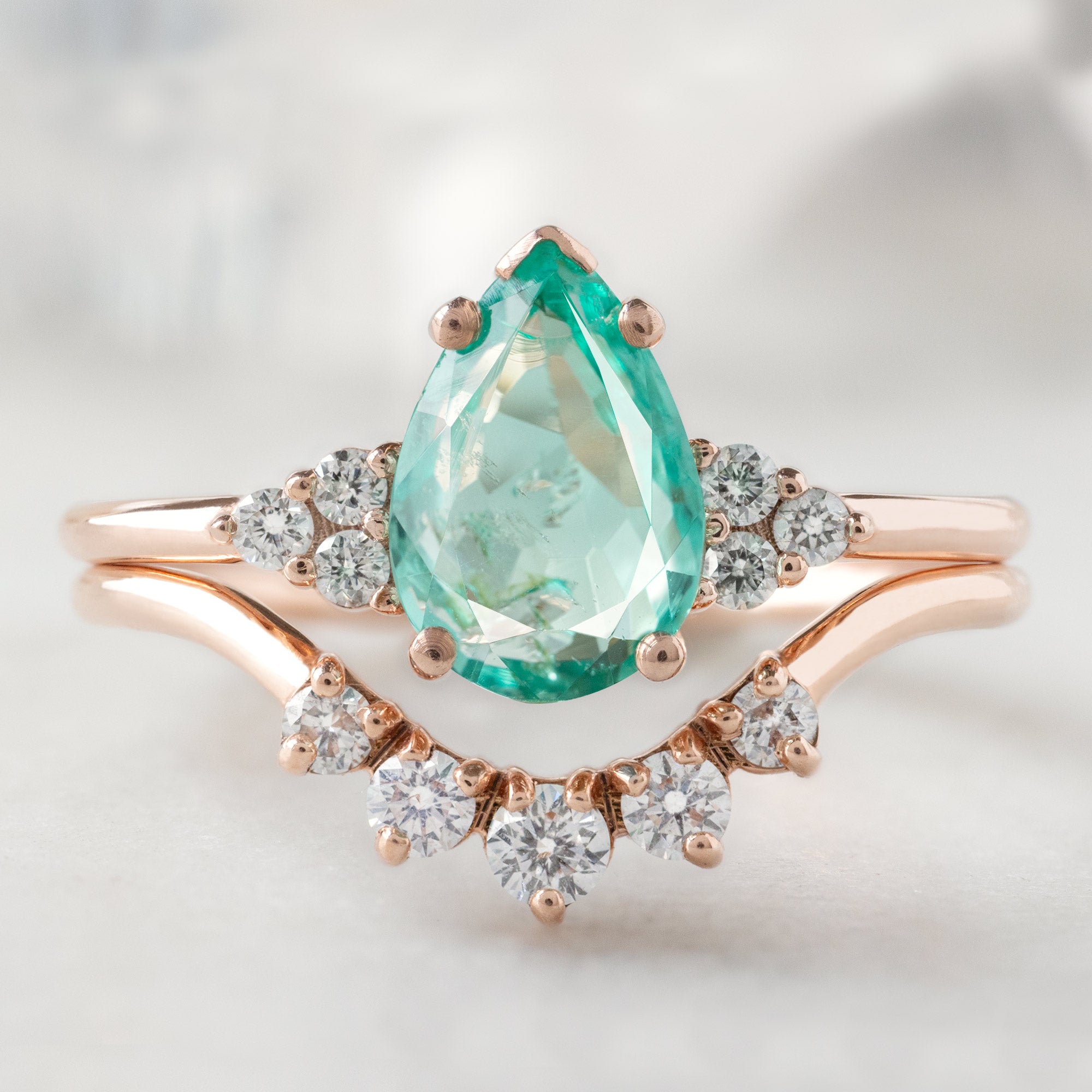 Alexis Russell  Engagement Rings The Ivy Ring | 1.23ct Pear Emerald in 14K Rose Gold