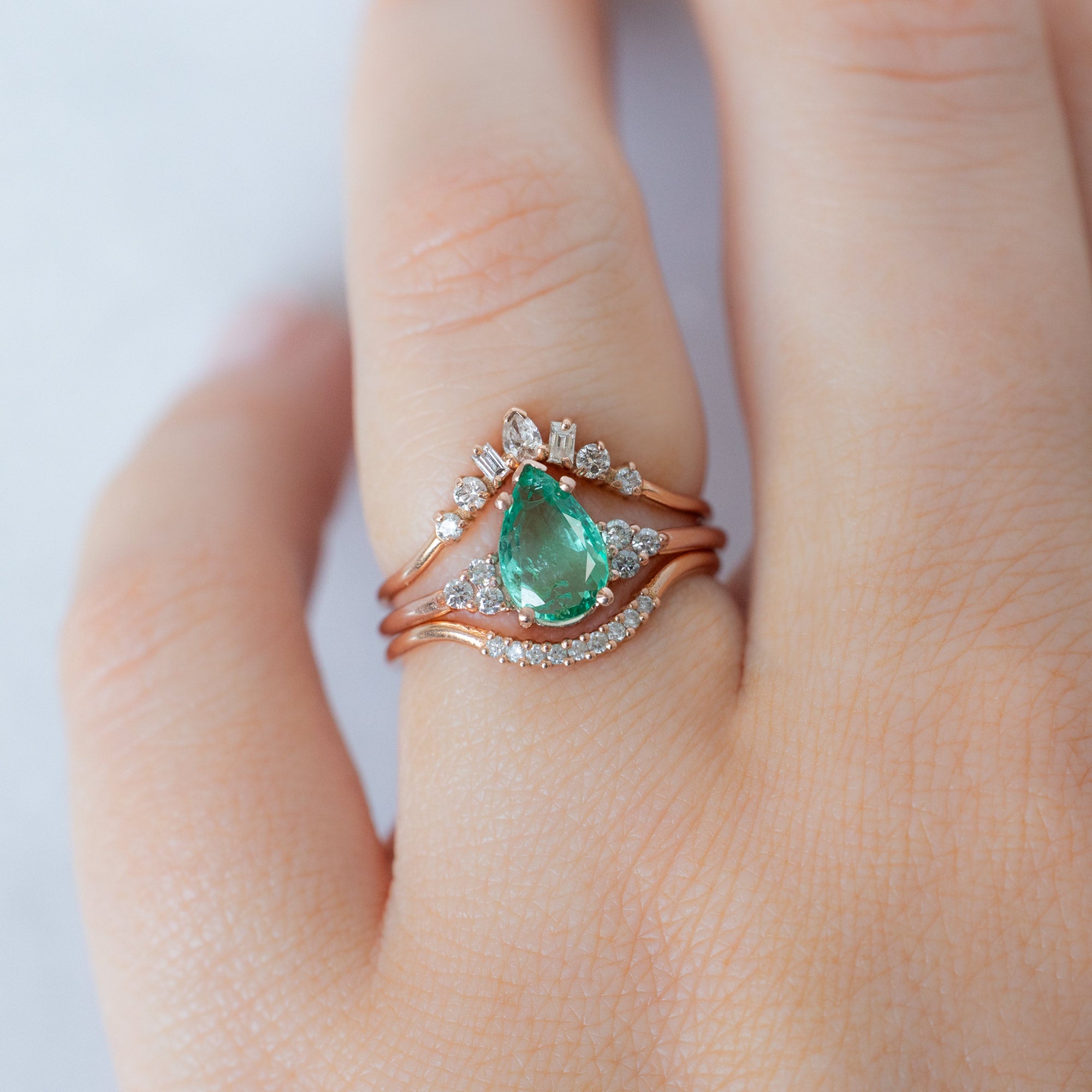 Alexis Russell  Engagement Rings The Ivy Ring | 1.23ct Pear Emerald in 14K Rose Gold