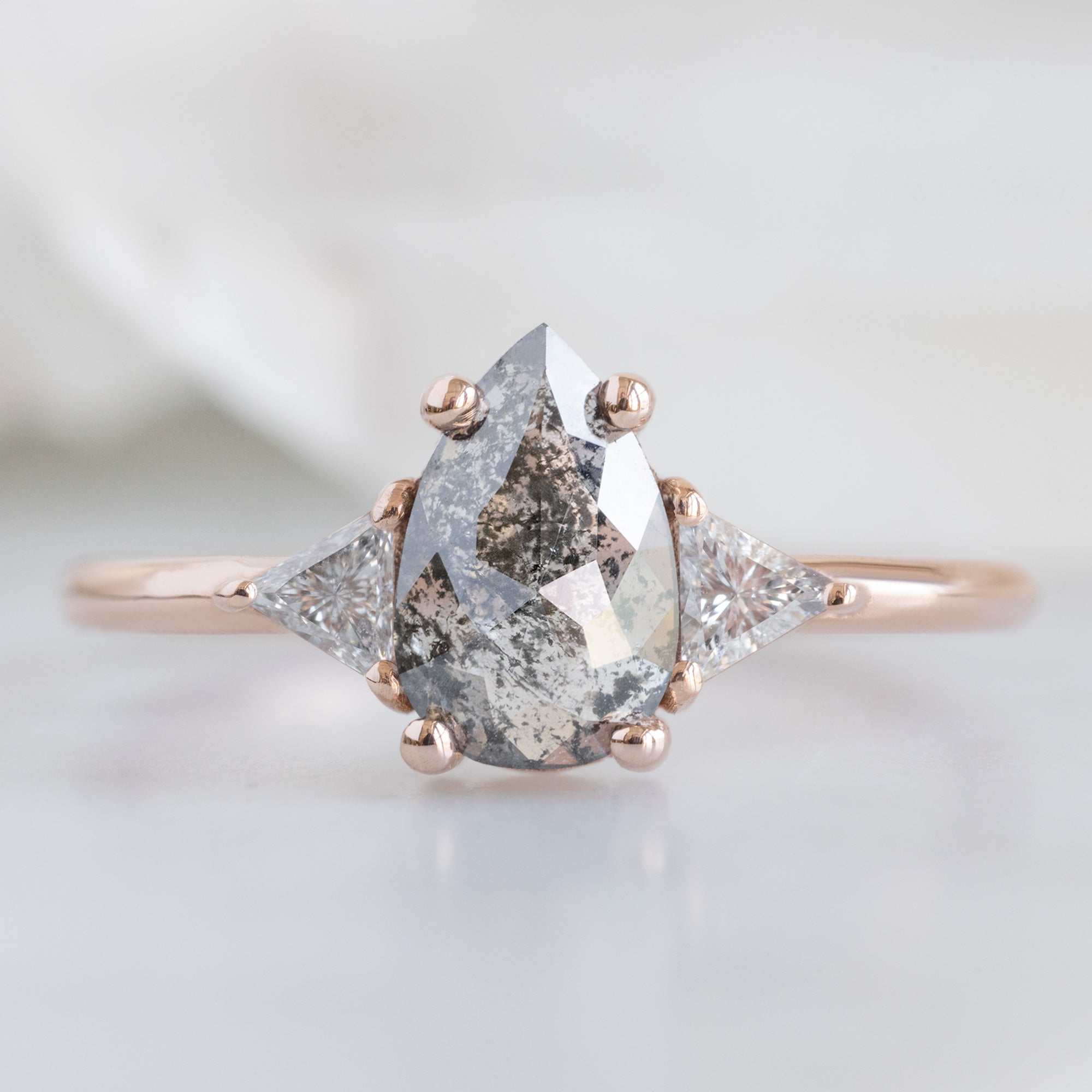 Alexis Russell  Engagement Rings The Jade Ring | 0.83ct Pear Salt and Pepper Diamond in 14K Rose Gold