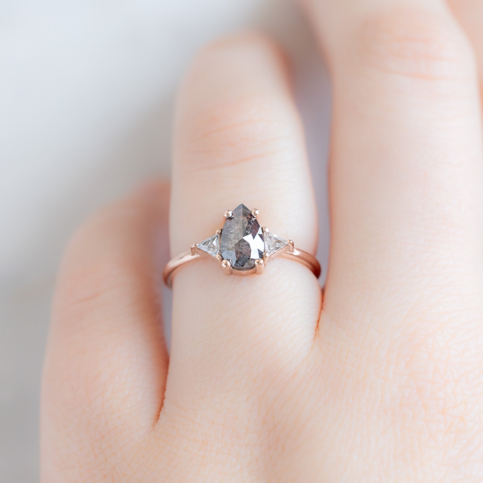 Alexis Russell  Engagement Rings The Jade Ring | 0.83ct Pear Salt and Pepper Diamond in 14K Rose Gold