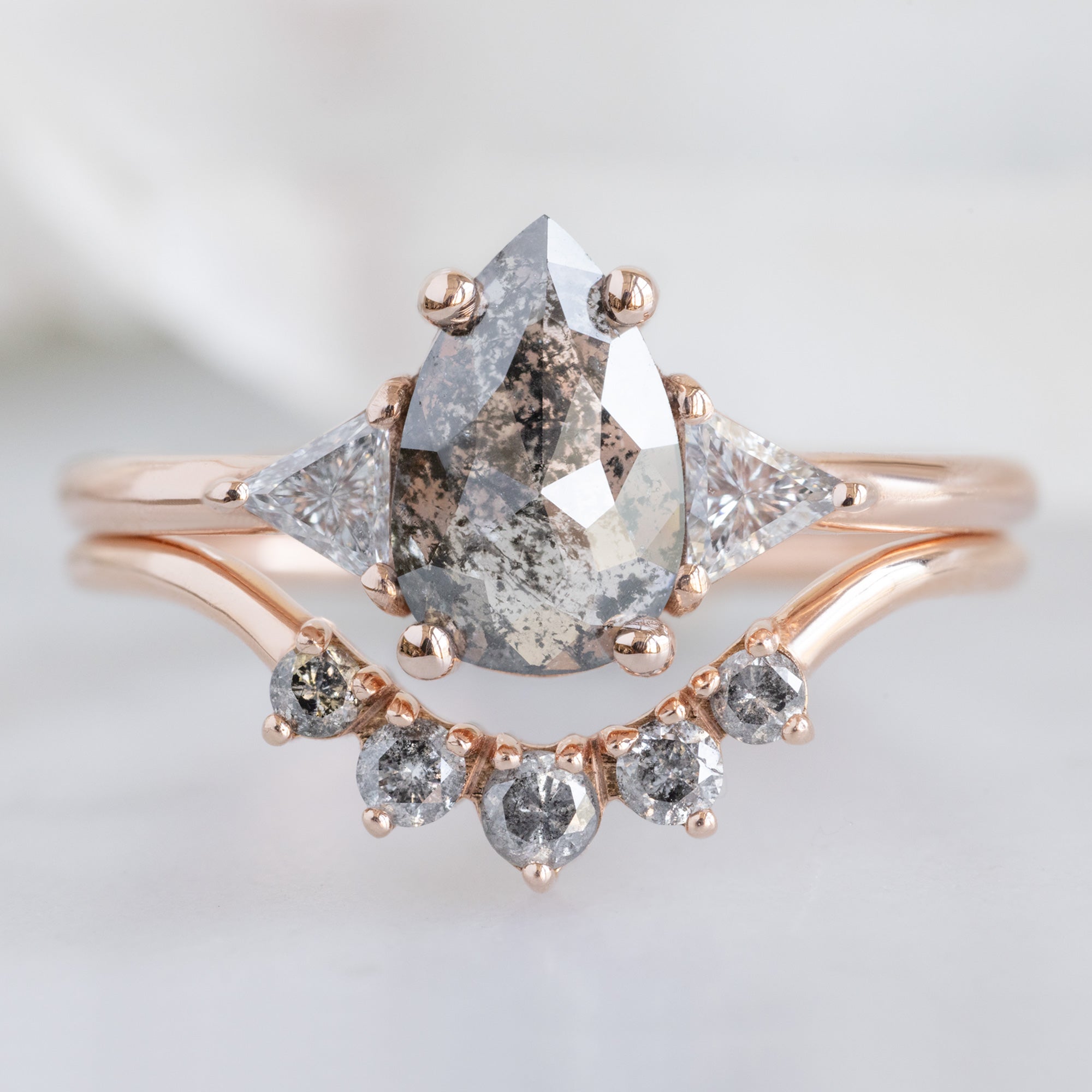Alexis Russell  Engagement Rings The Jade Ring | 0.83ct Pear Salt and Pepper Diamond in 14K Rose Gold