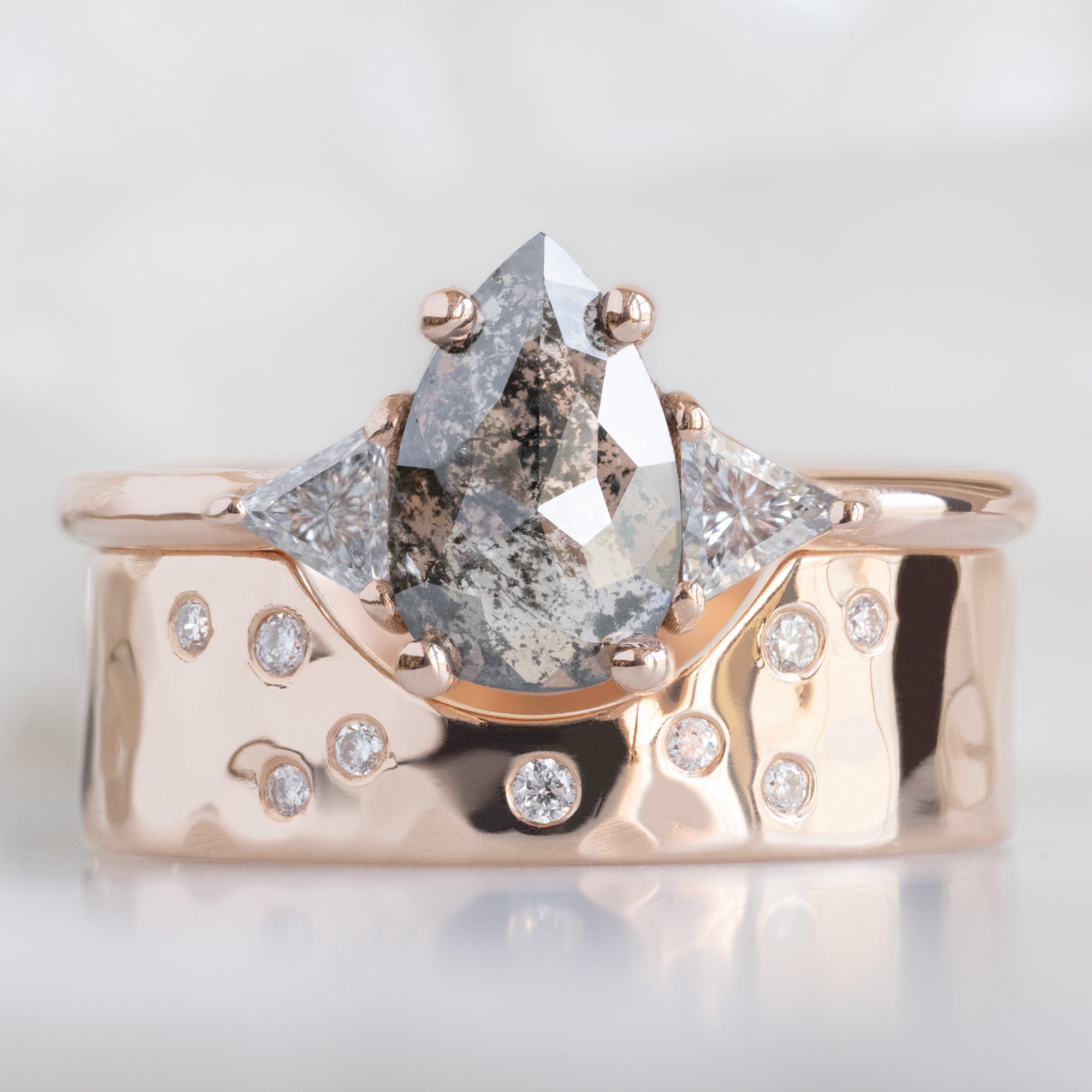 Alexis Russell  Engagement Rings The Jade Ring | 0.83ct Pear Salt and Pepper Diamond in 14K Rose Gold