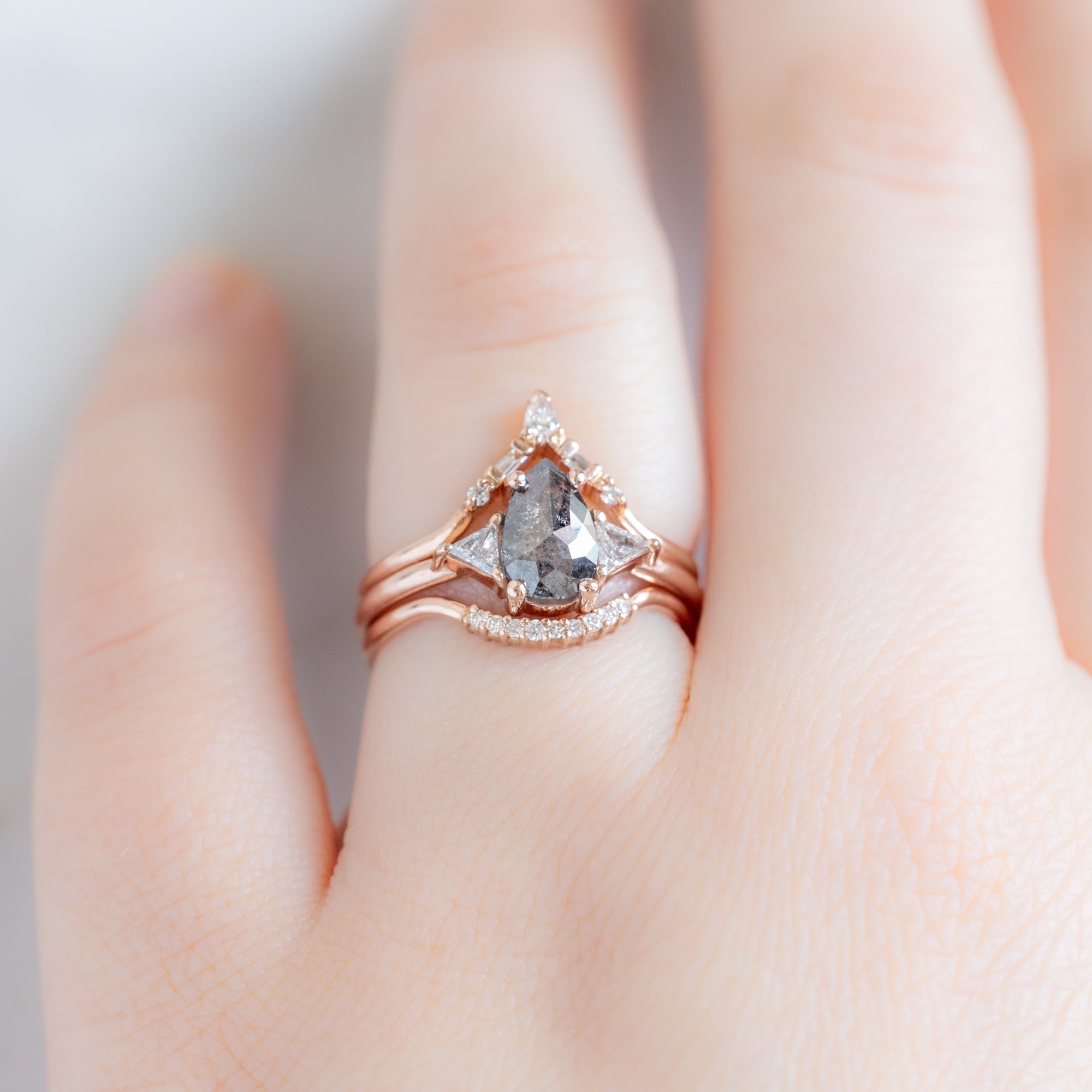 Alexis Russell  Engagement Rings The Jade Ring | 0.83ct Pear Salt and Pepper Diamond in 14K Rose Gold