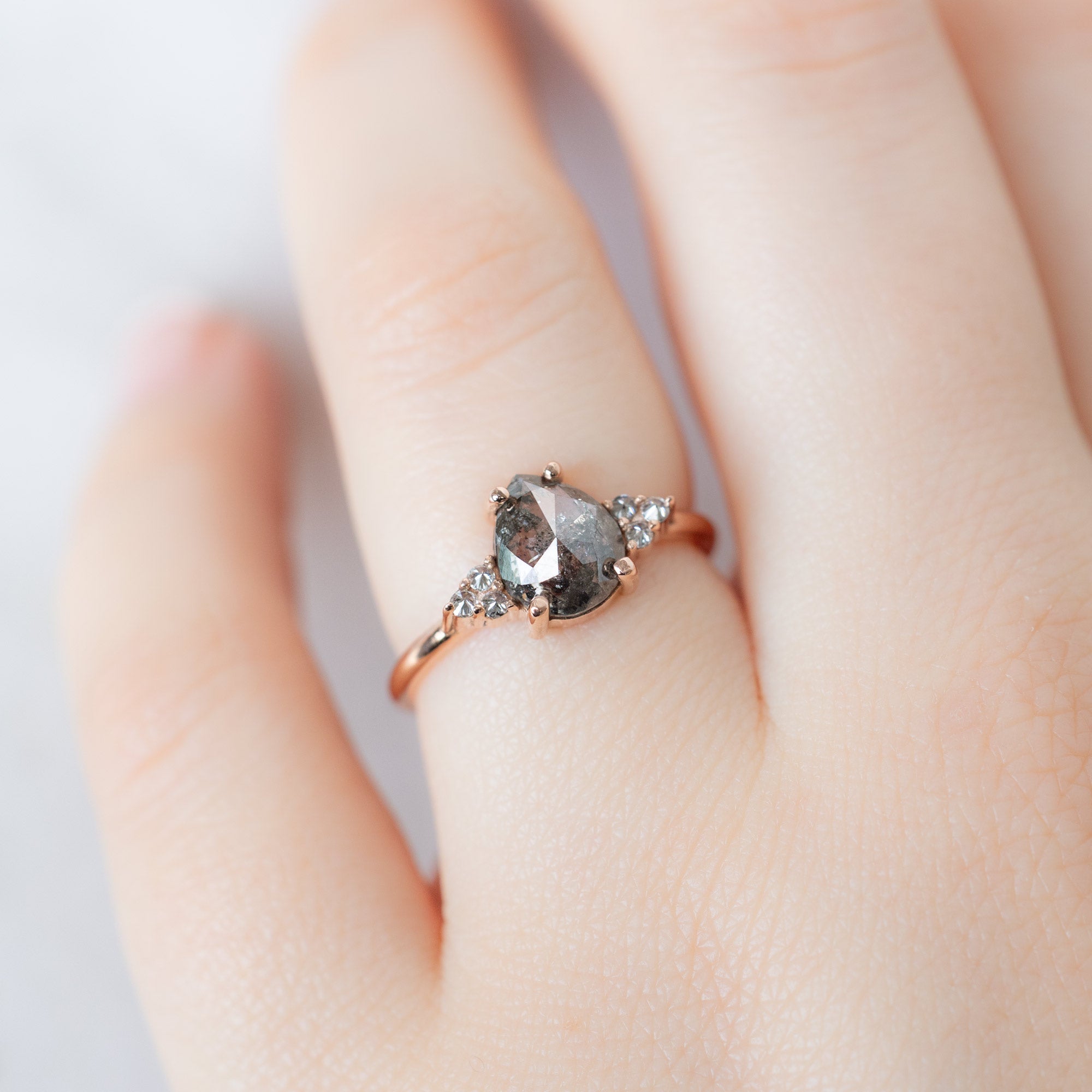 Alexis Russell  Engagement Rings The Ivy Ring | 1.37ct Pear Salt and Pepper Diamond in 14K Rose Gold