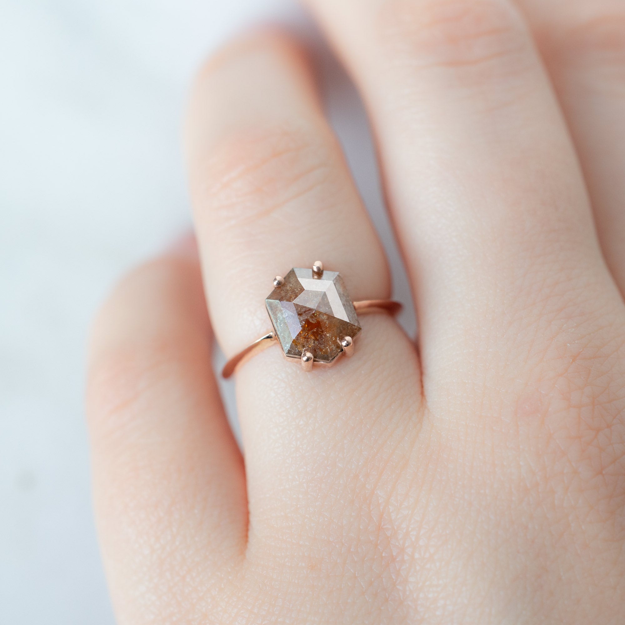 Alexis Russell  Engagement Rings The Bryn Ring | 2.03ct Hexagon Red Diamond in 14K Rose Gold