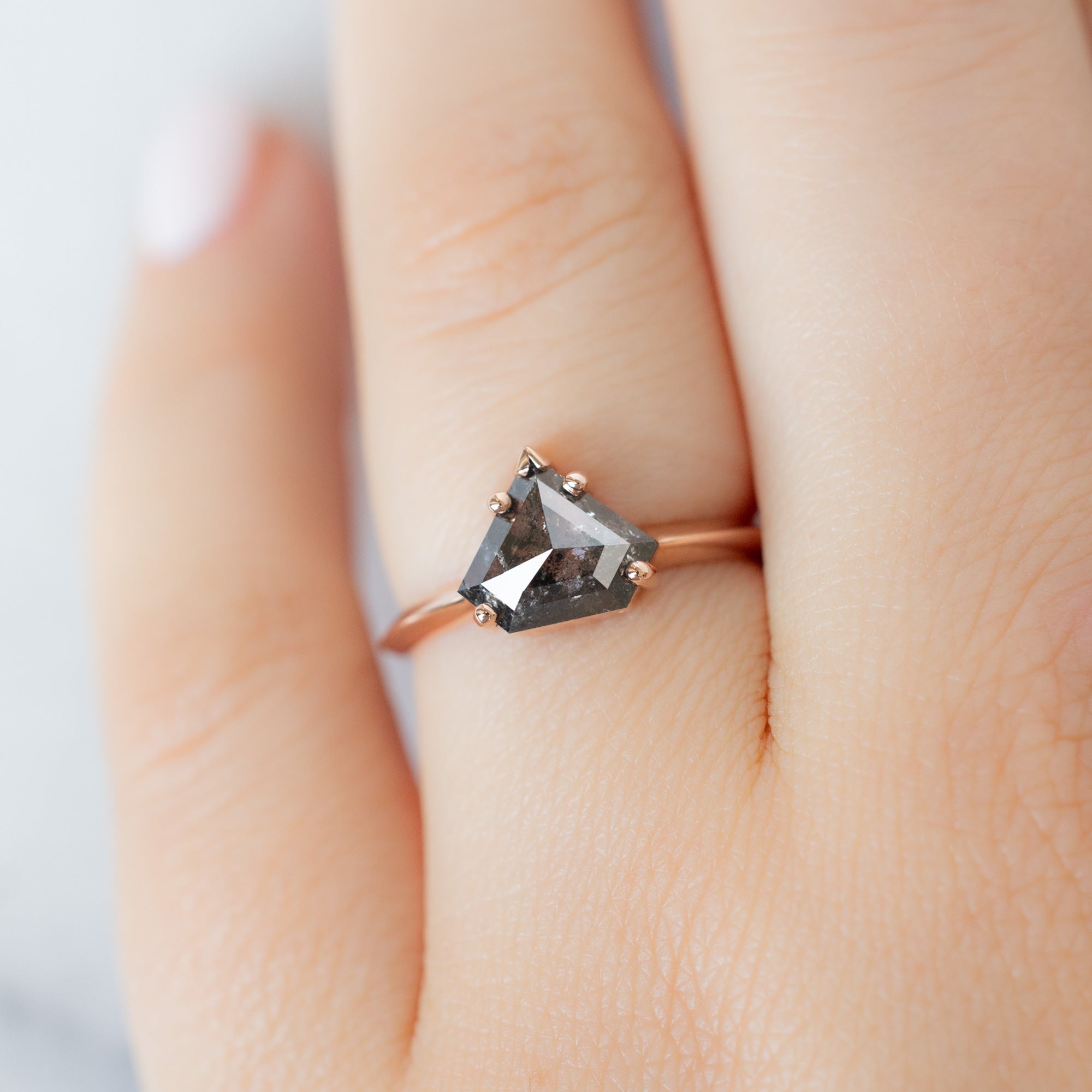Alexis Russell  Engagement Rings The Sage Ring | 1.18ct Shield Salt and Pepper Diamond in 14K Rose Gold