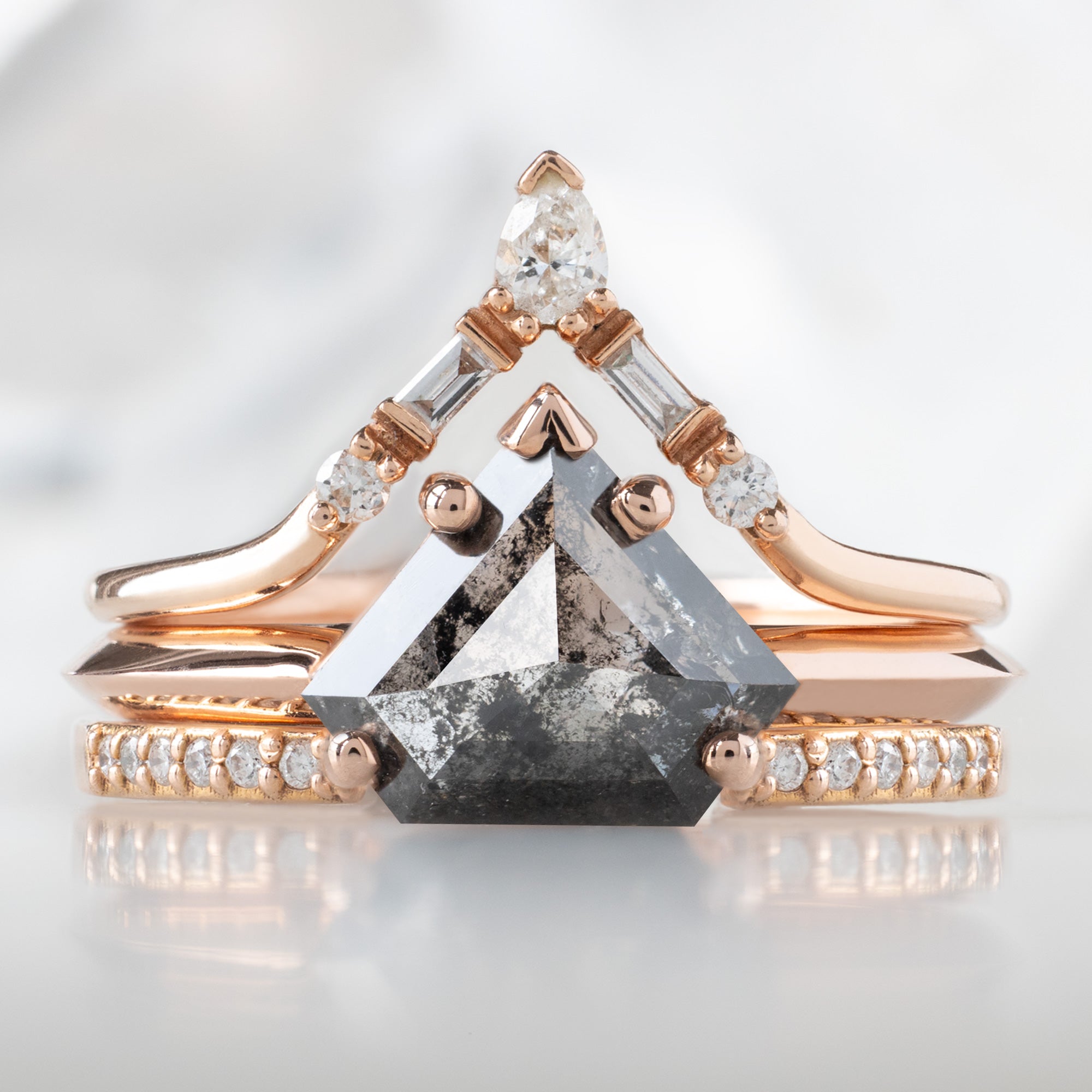 buy:white-diamond-tiara-stacking-band-14k-or-18k-yellow-gold,gold-open-cuff-knife-edge-stacking-band-14k-yellow-gold,the-sage-ring-1-18ct-shield-salt-and-pepper-diamond-in-14k-rose-gold,open-cuff-white-diamond-pave-stacking-band-14k-or-18k-yellow-gold