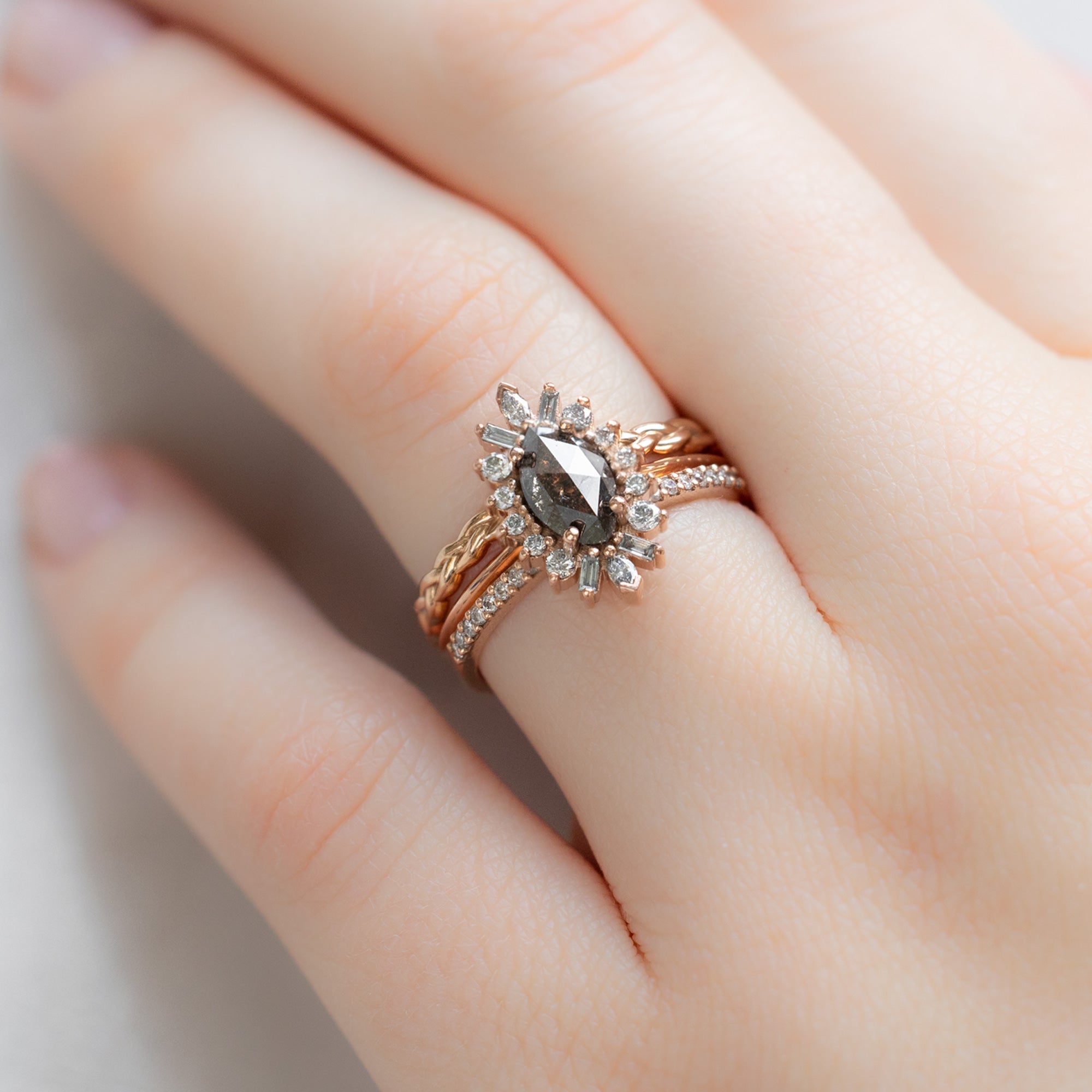 Alexis Russell  Engagement Rings The Camellia Ring | Build Your Own Marquise Salt and Pepper Diamond Engagement Ring