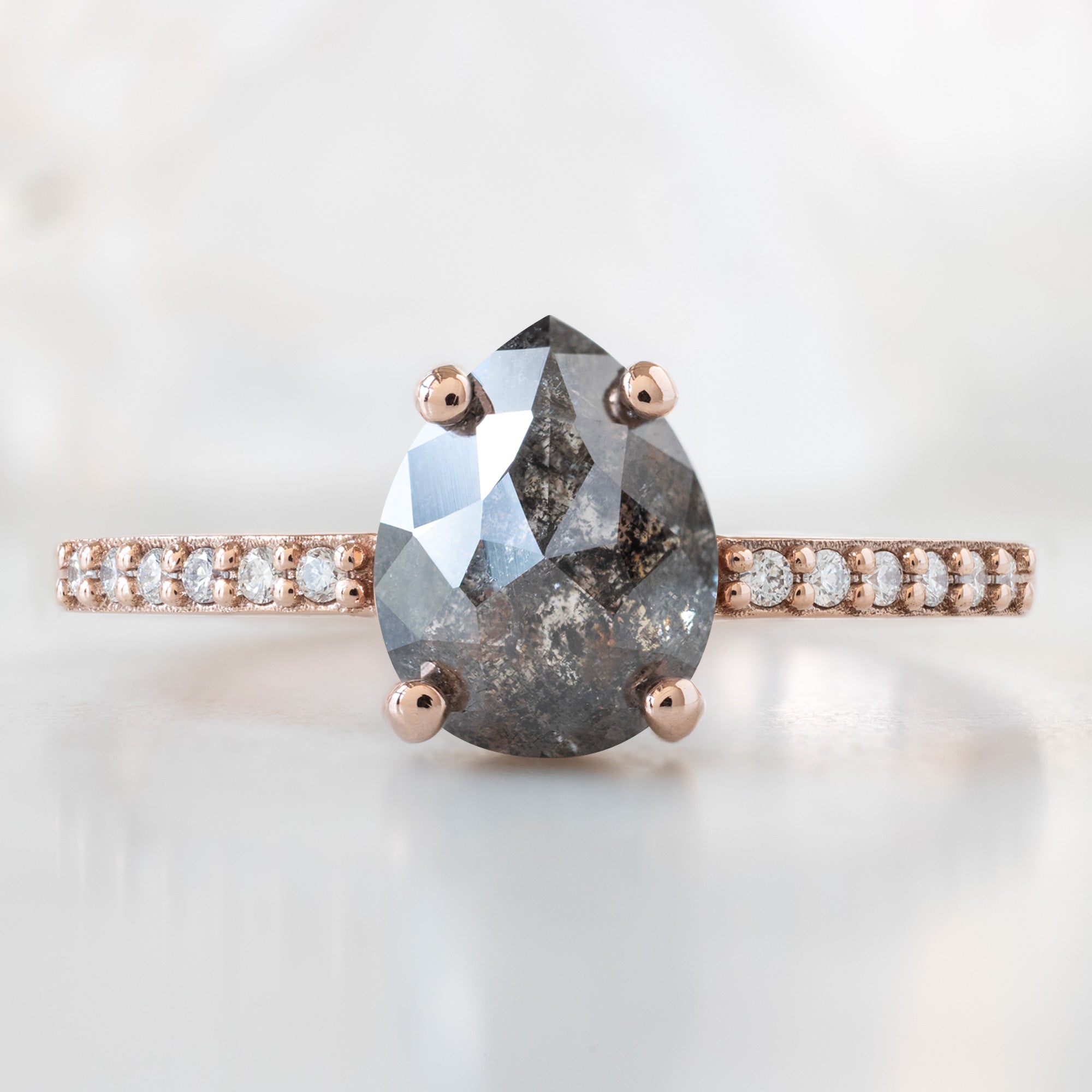 Alexis Russell  Engagement Rings The Willow Ring | 1.38ct Pear Black Diamond in 14K Rose Gold